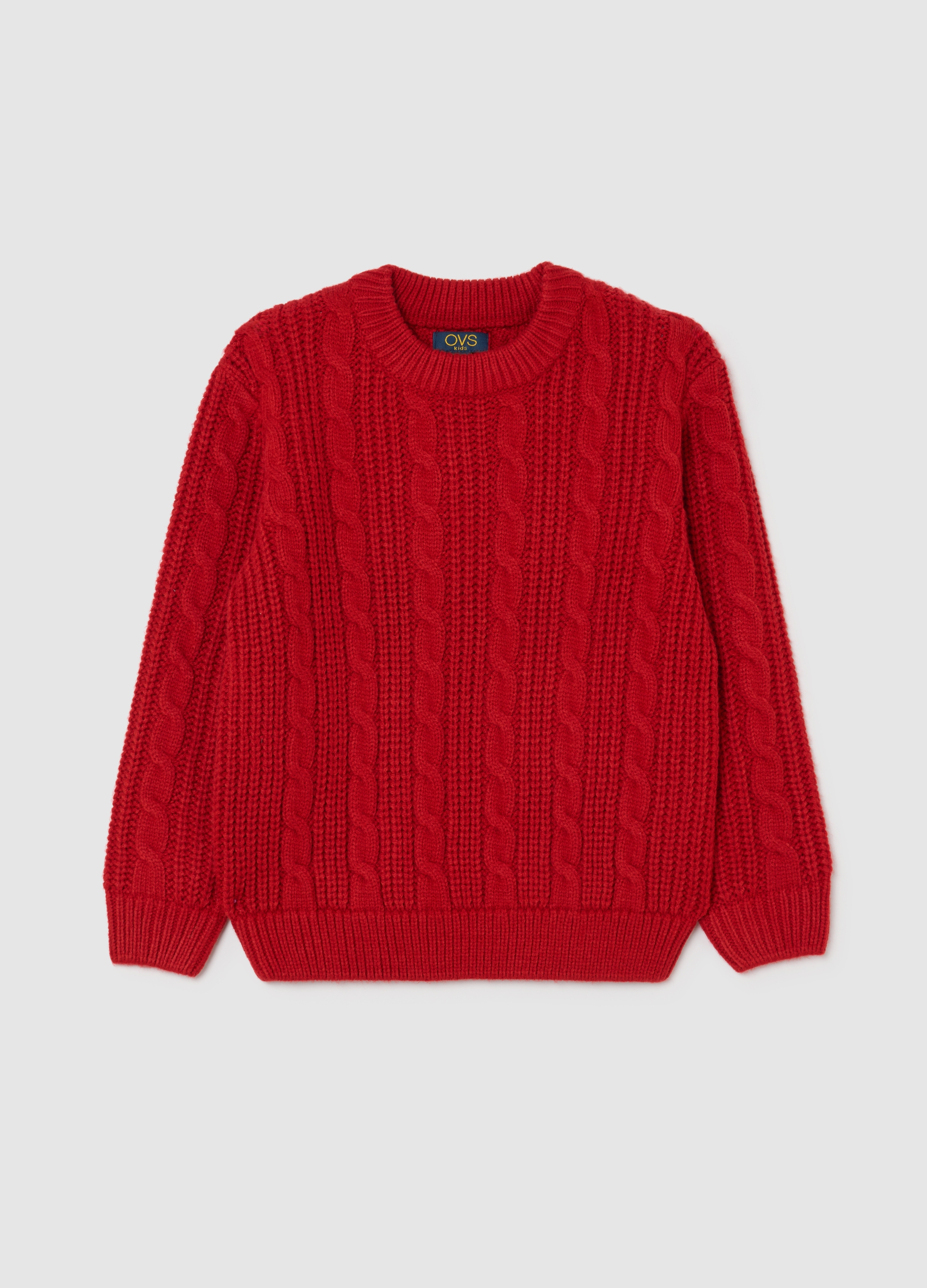 OVS KIDS, Maglione Girocollo Rosso Da Bambino Regular Fit Con Design A Trecce, Niño, Rojo Cereza, Talla: 5-6