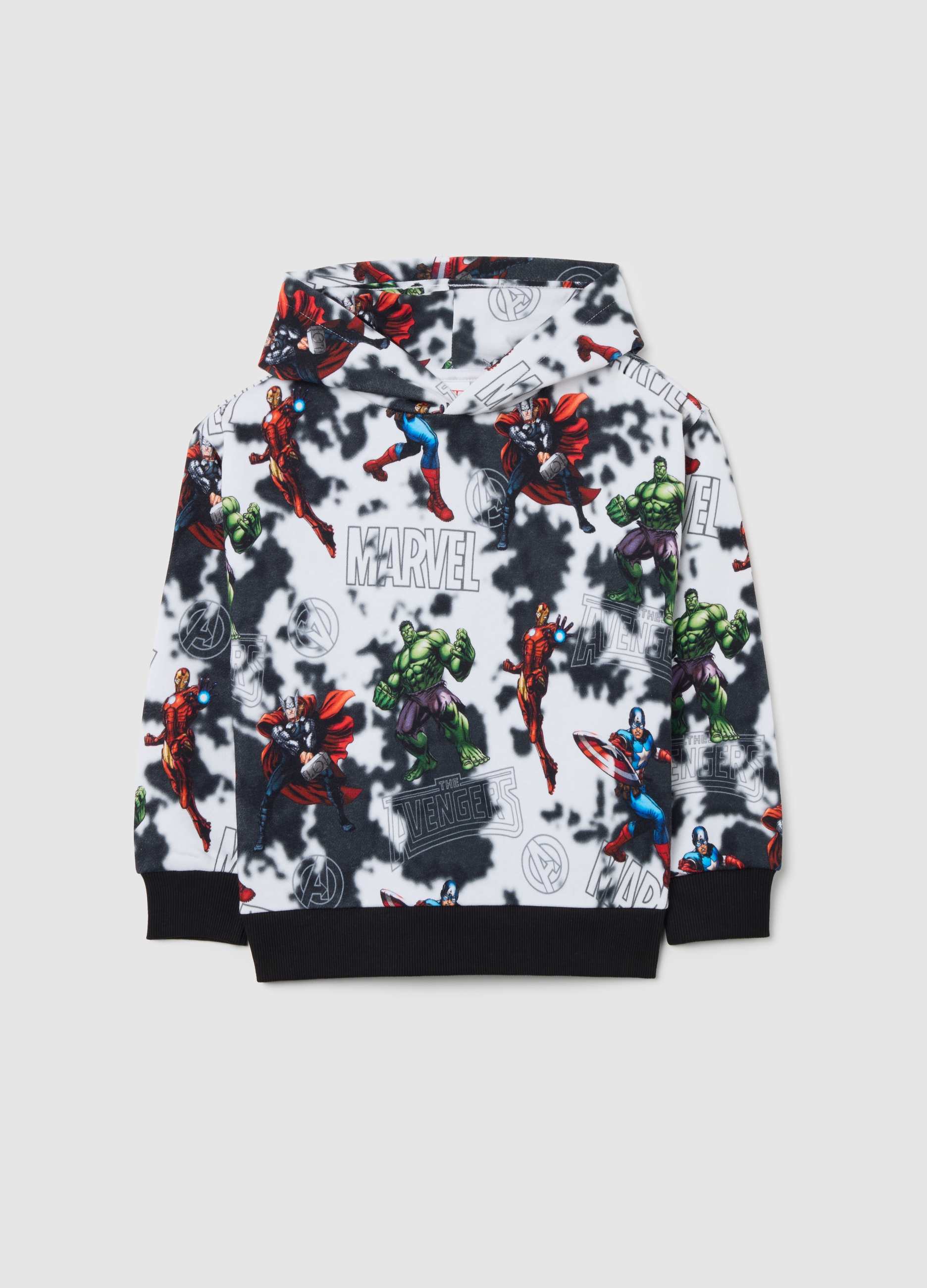 MARVEL, Felpa Da Bambino In Misto Cotone Multicolor Oversize Con Cappuccio, Multicolor, Taglia: 3-4