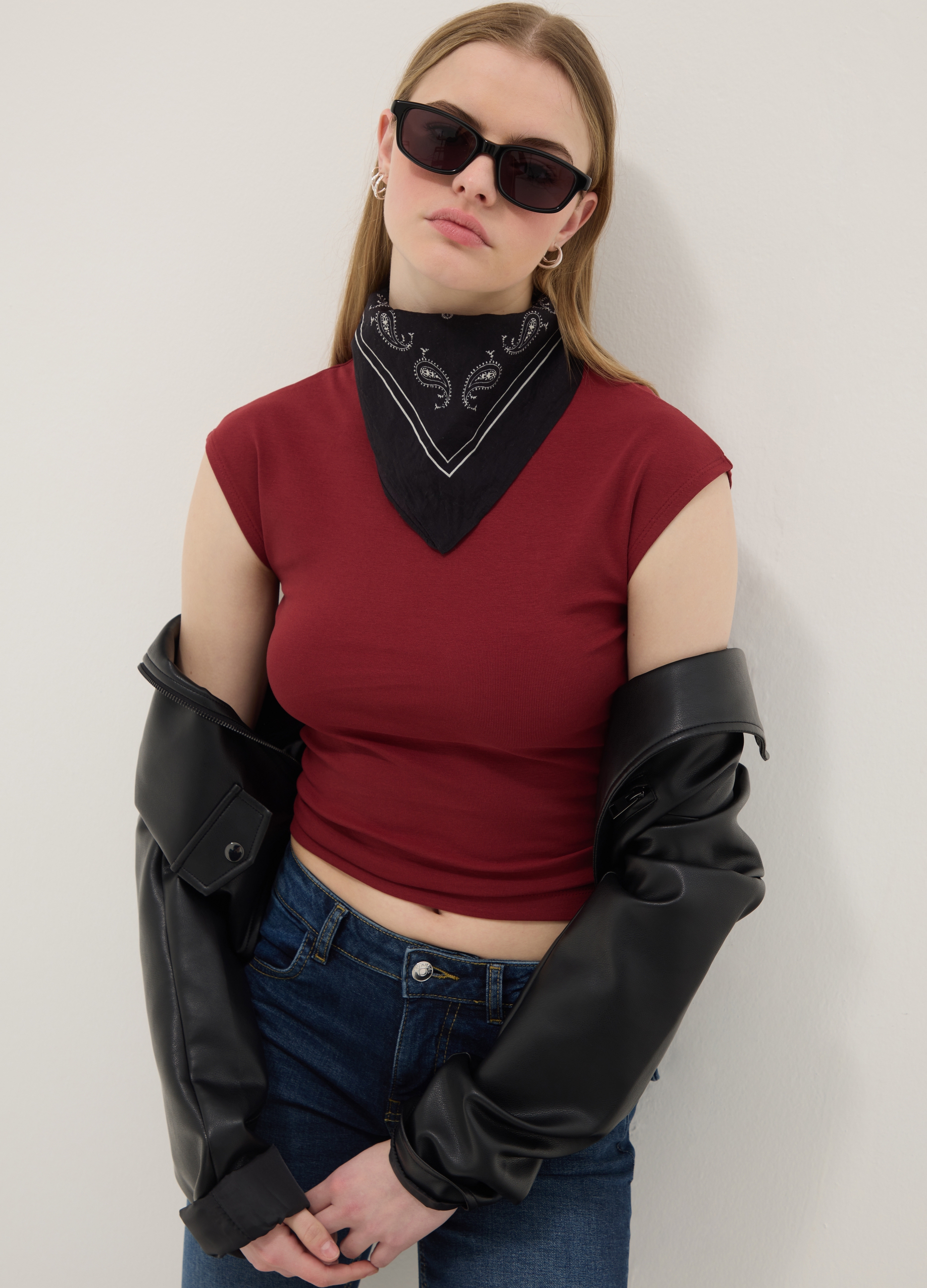 B.ANGEL, Camiseta De Tirantes Ajustada De Algodón Elástico Roja, Mujer, Rojo Oscuro, Talla: 34