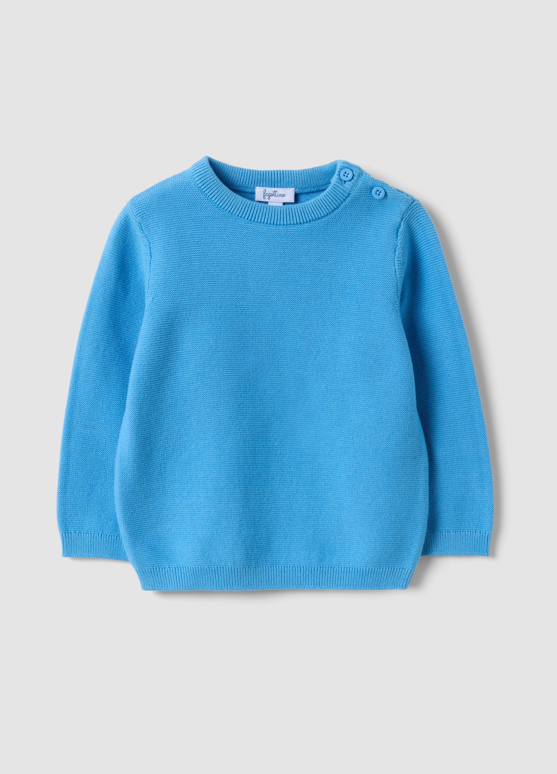 FAGOTTINO, Maglia Azzurra In Puro Cotone A Girocollo In Maglia Regular Fit Per Bimbo, Bambino, Azzurro, Taglia: 18-24