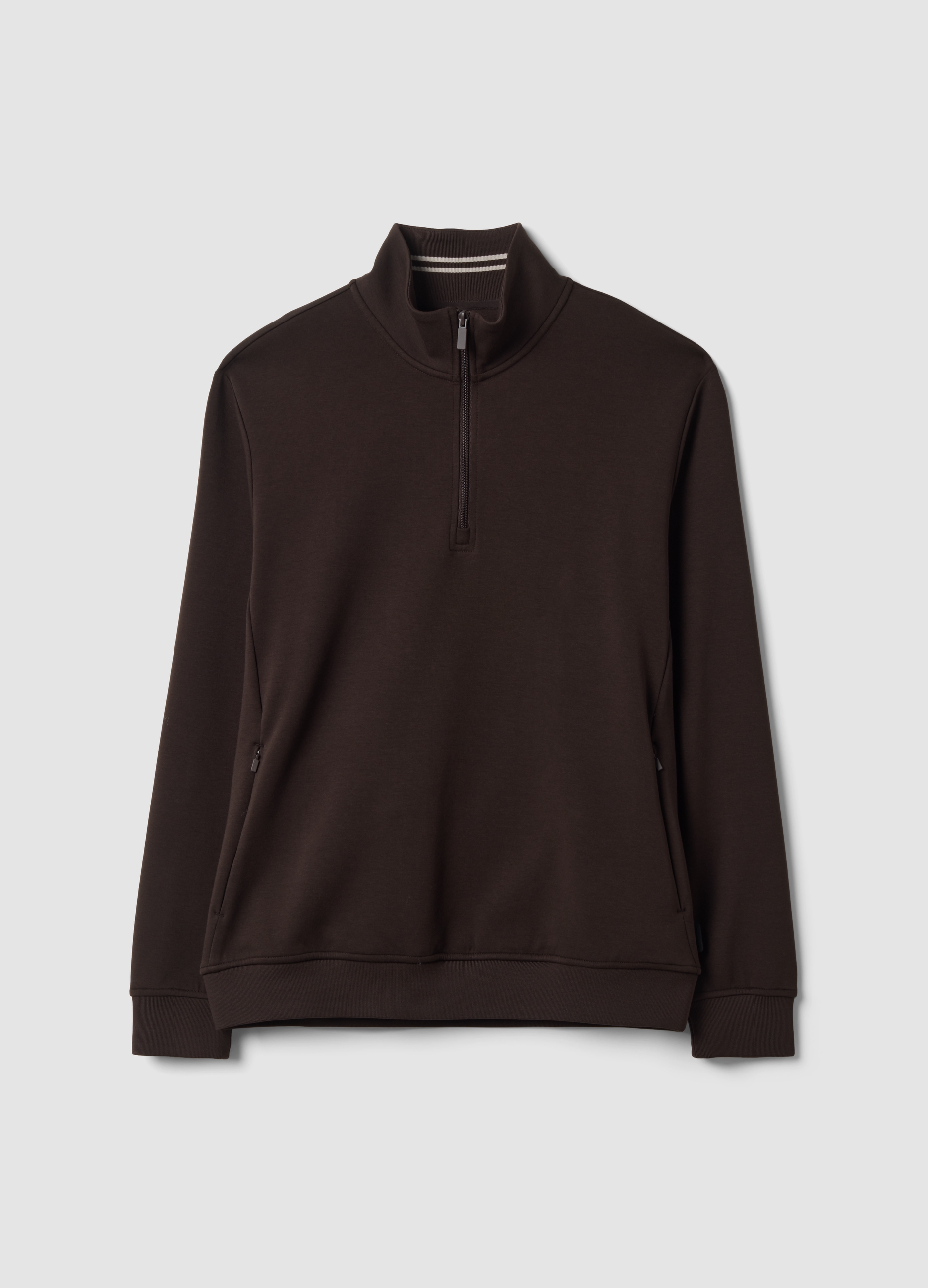Piombo Tech, Half-zip Marrone In Cotone Elasticizzato Traspirante 2 Way Stretch, Uomo, Marrone, Taglia: S