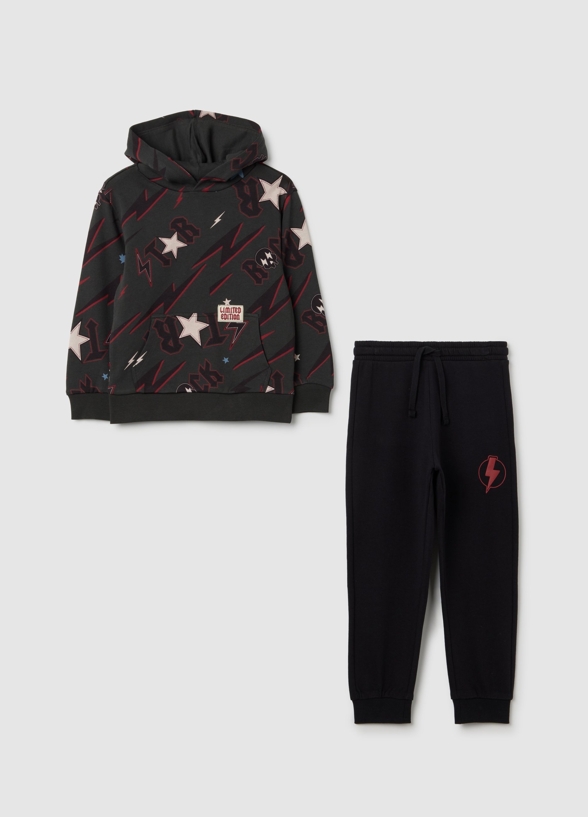 OVS, Completo Da Bambino In Puro Cotone Multicolor Regular Fit, Junge, Schwarz, Größe: 3-4