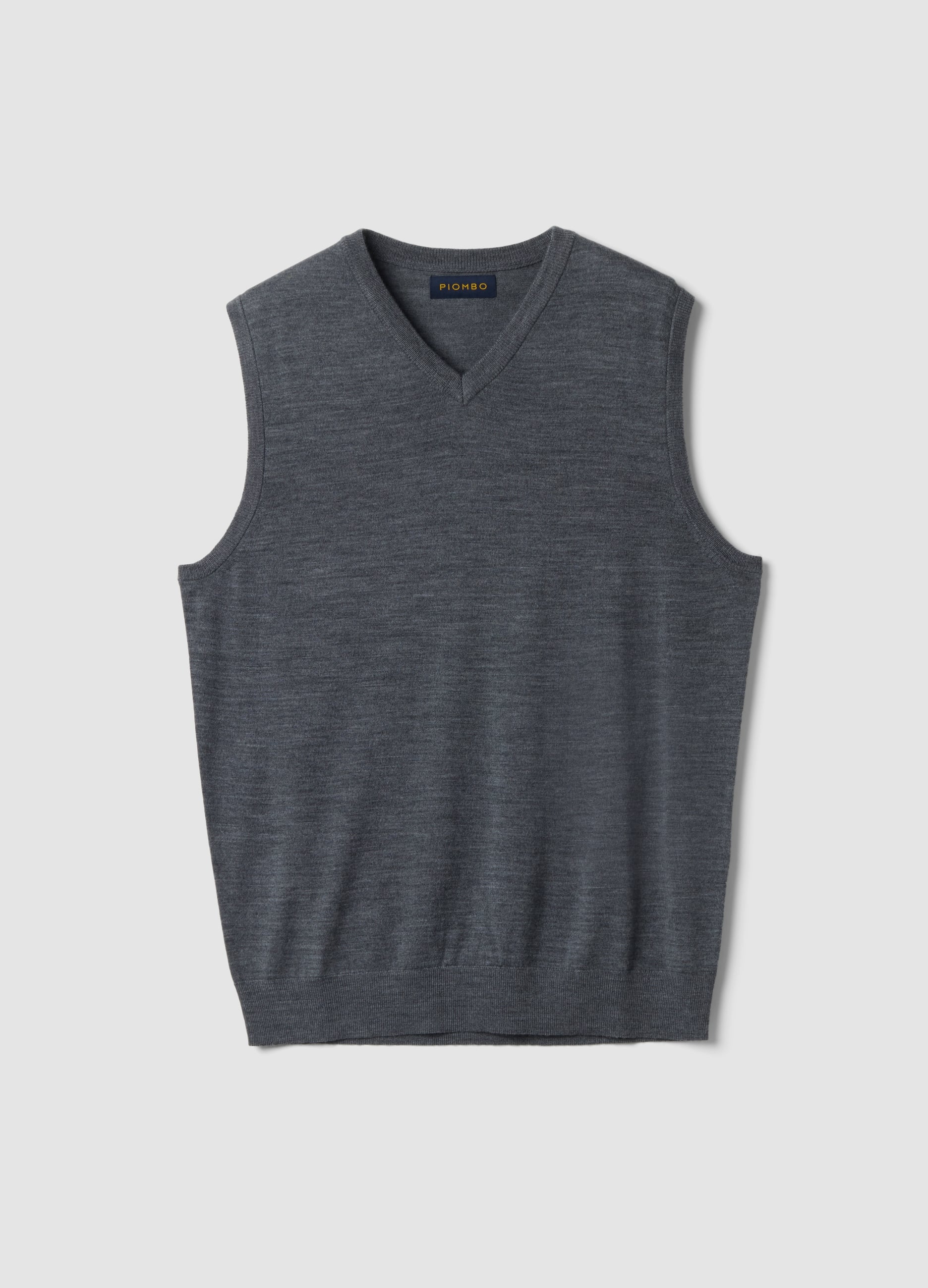 PIOMBO, Gilet Grigio Melange In Pura Lana Merino Scollo Profondo A V Regular Fit, Uomo, Grigio, Taglia: M