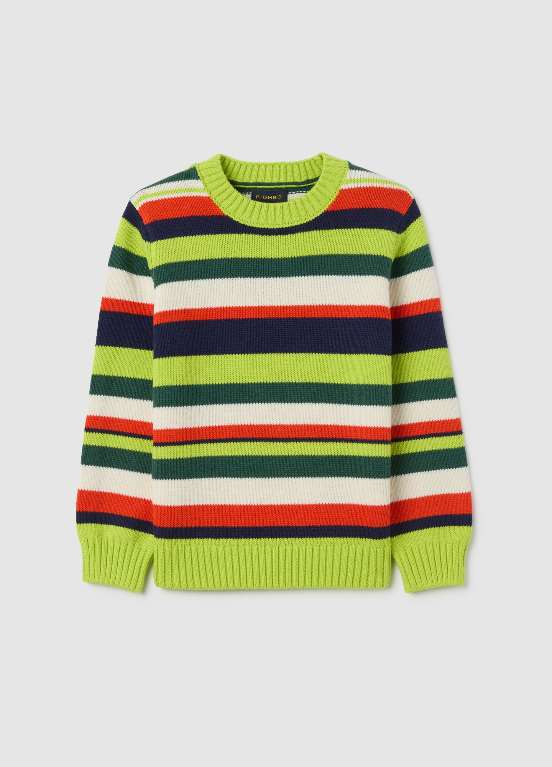 Suéter Multicolor De Algodón Puro Para Niño, Corte Regular, Niño, Green/White, Talla: 6