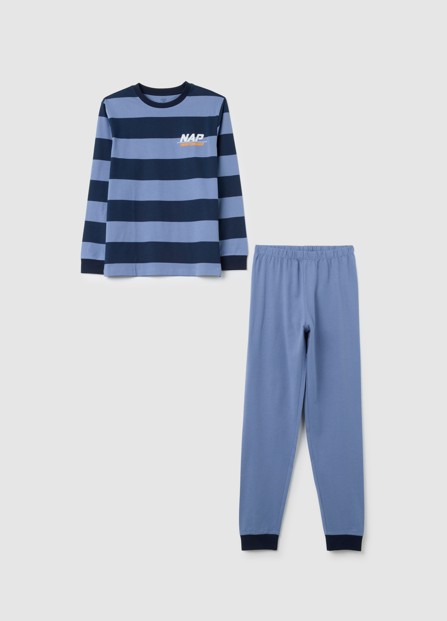Pijamas Para Niños De Puro Algodón Multicolor, Niño, Azul suave, Talla: 10-11