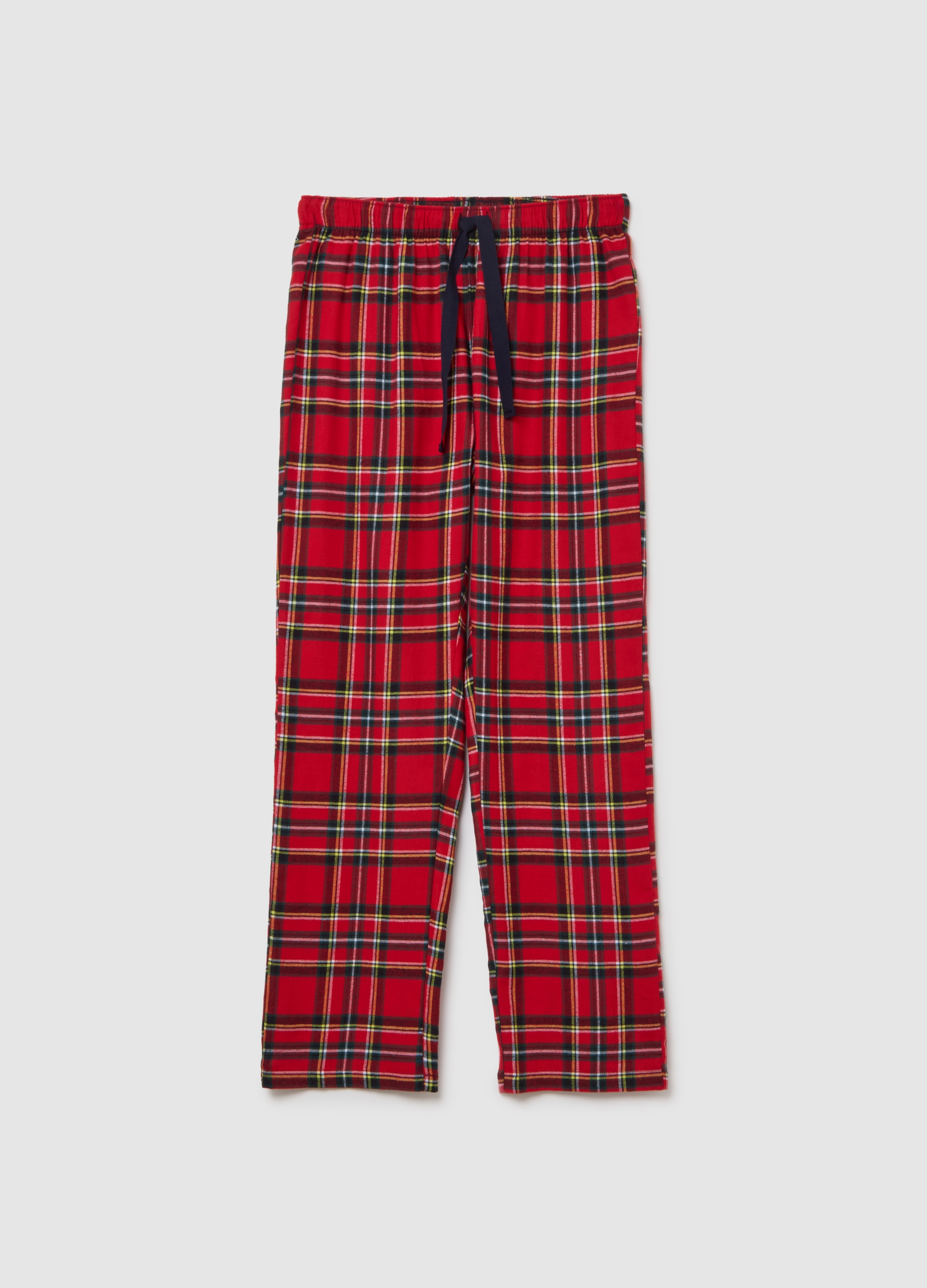 Pantalones De Pijama De Algodón Puro A Cuadros Multicolores, Hombre, Rojo/Azul, Talla: 38