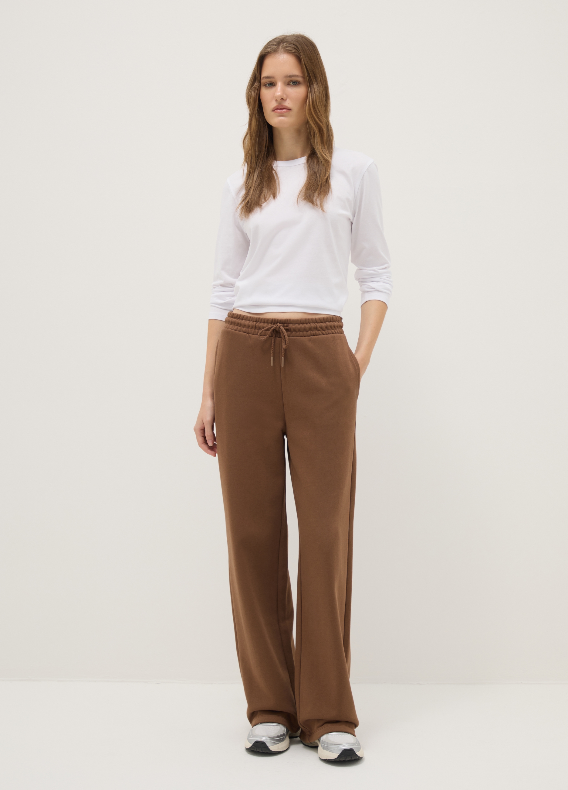 Camiseta Blanca De Manga Larga De Algodón Puro Ajuste Regular, Mujer, Blanco óptico, Talla: 42