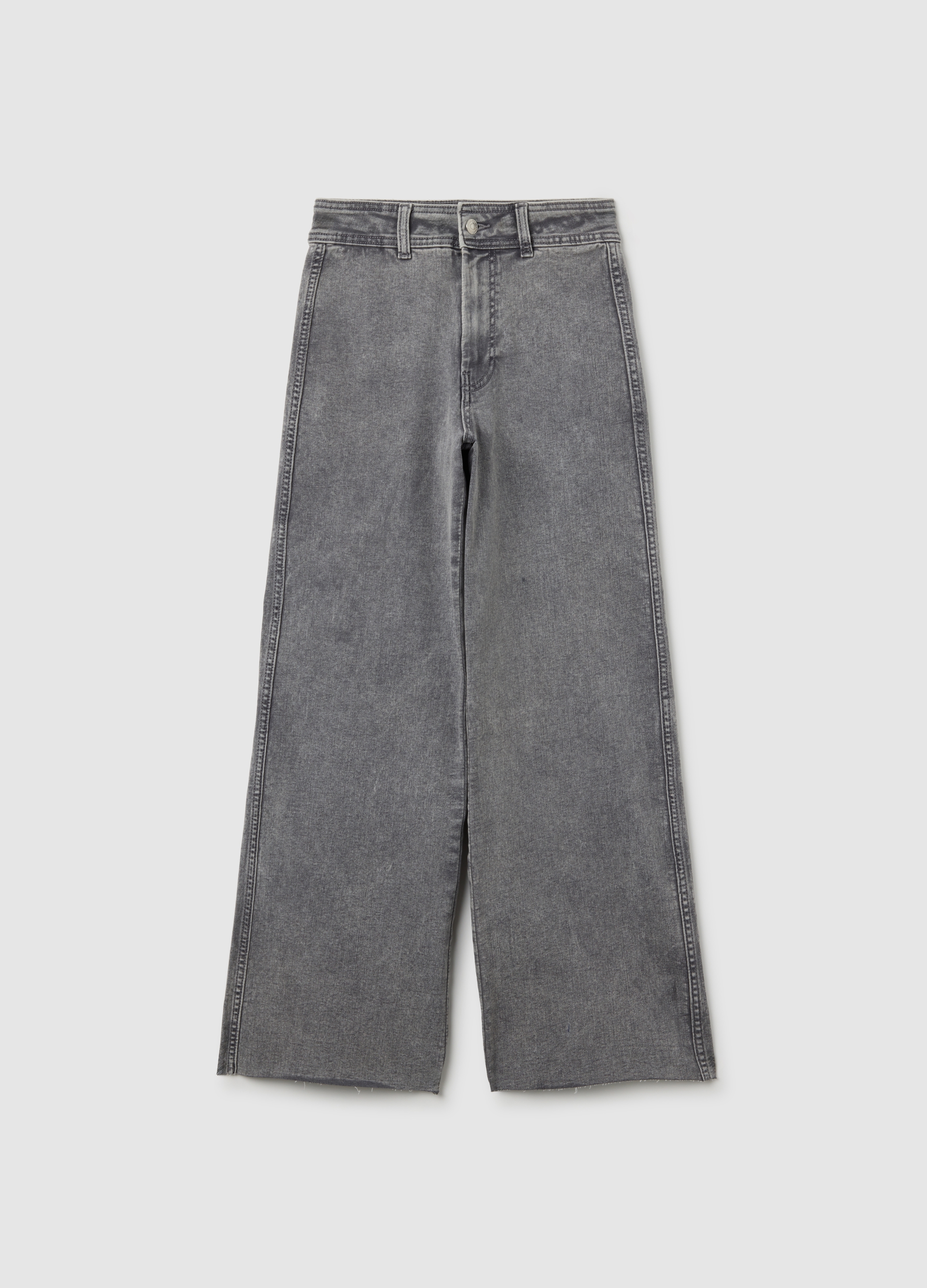 OVS , Jeans Grigi Wide Leg In Misto Cotone, Donna, Grigio, Taglia: 44