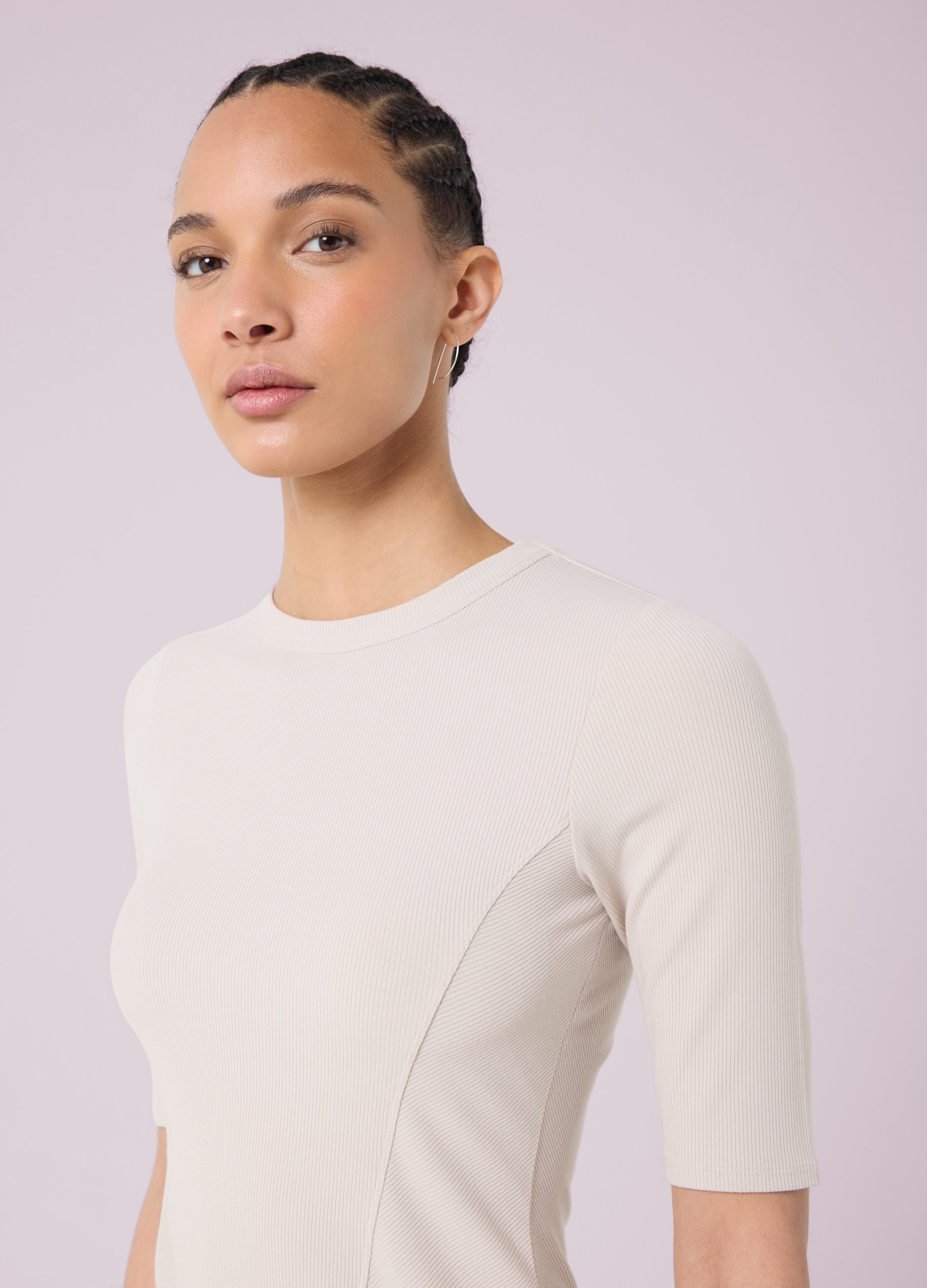 Altavia Studio, Camiseta De Modal Elástico Acanalado Altavia Studio, Mujer, Beige Claro, Talla: 34