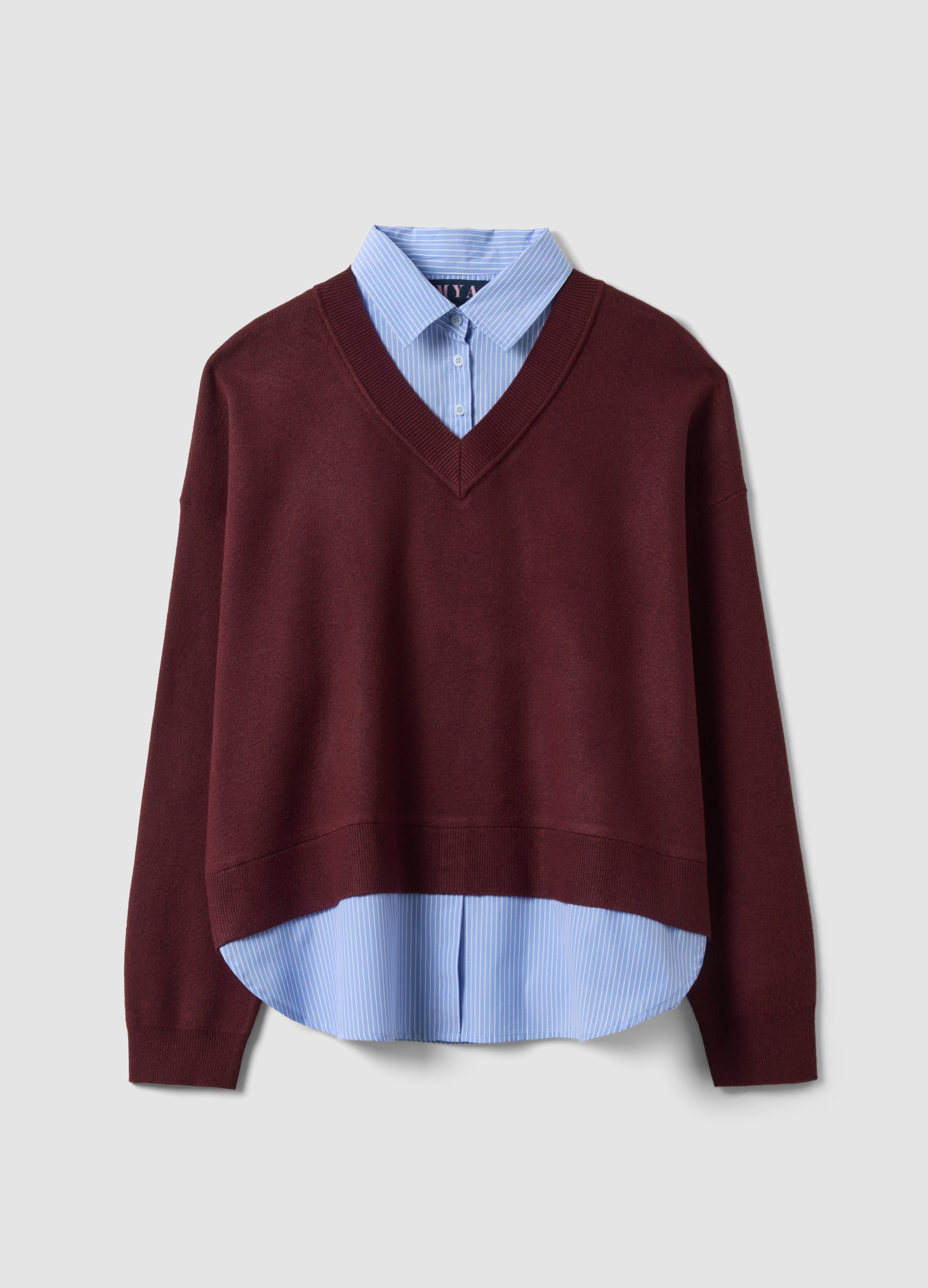 MYA, Maglia Rossa In Misto Viscosa Con Effetto Doppio Strato, Donna, Rosso, Taglia: XL