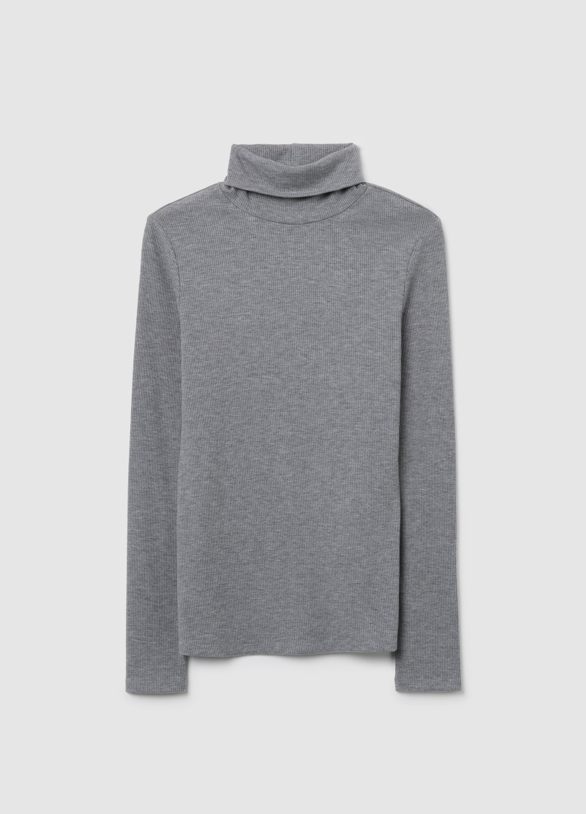 Piombo Contemporary, Maglia A Collo Alto Grigia Regular Fit, Mujer, Gris jaspeado, Talla: 38