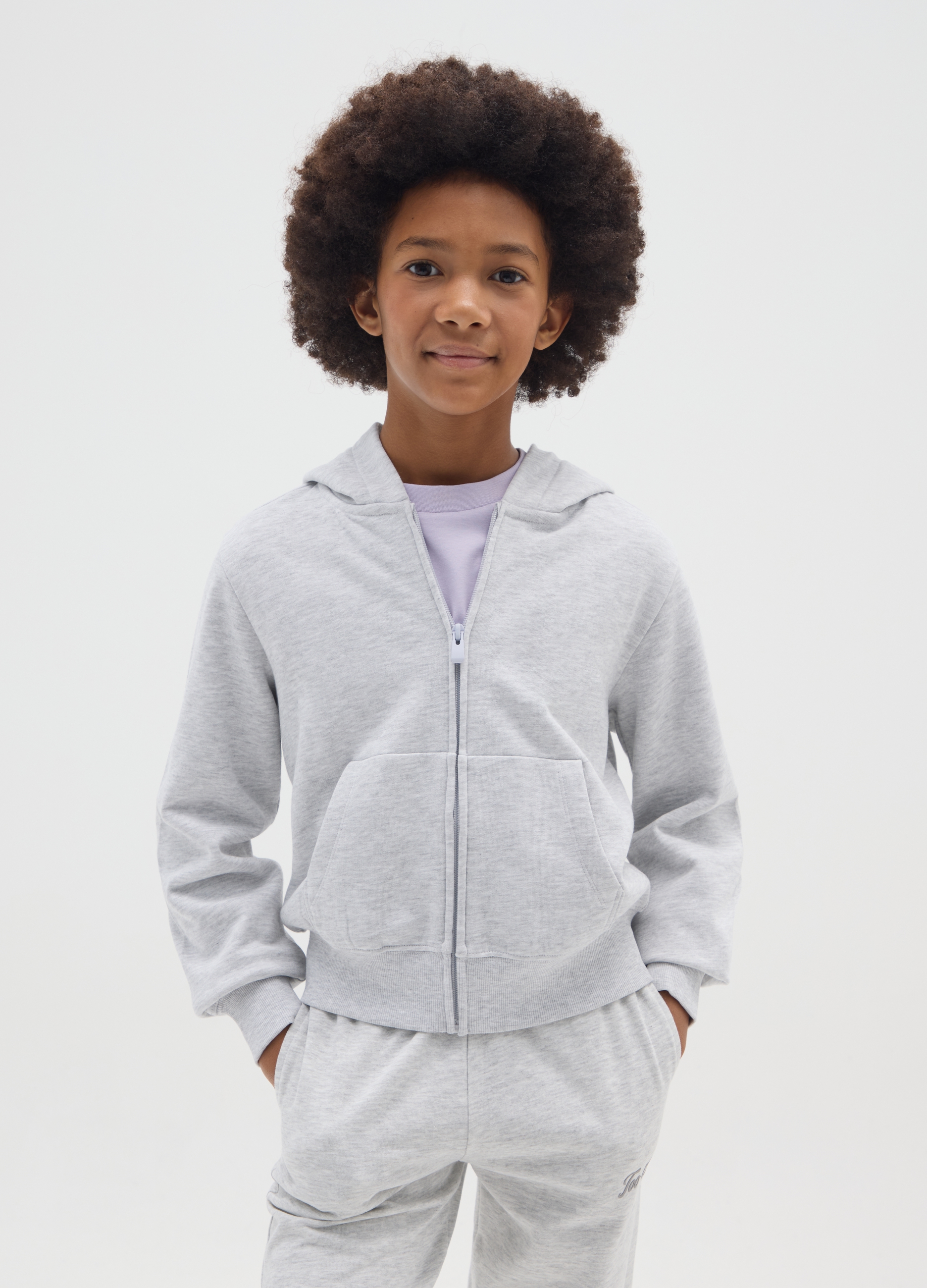 OVS KIDS, Felpa Grigia Da Ragazza In Puro Cotone Regular Fit Con Zip, Bambina, Grigio, Taglia: 14-15