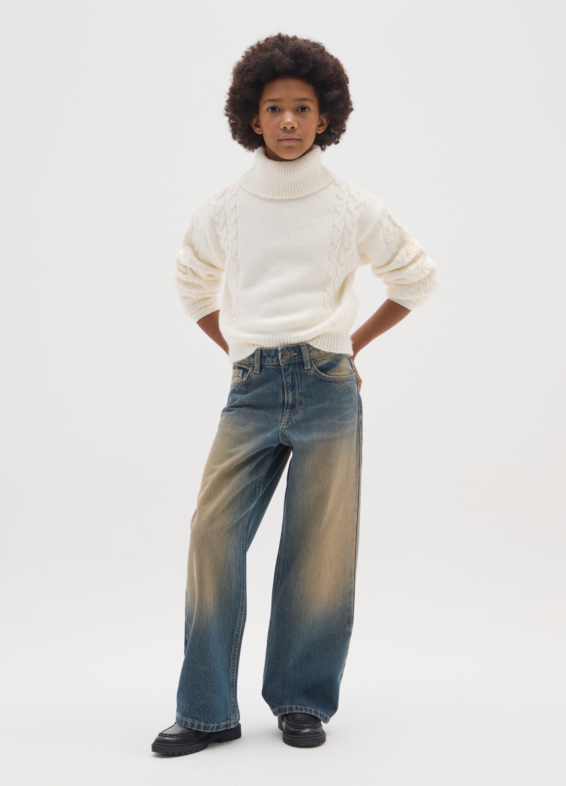 OVS KIDS, Vaqueros Multicolor Para Niñas En Algodón Puro De Ajuste Regular, Niña, Azul/beige, Talla: 11-12