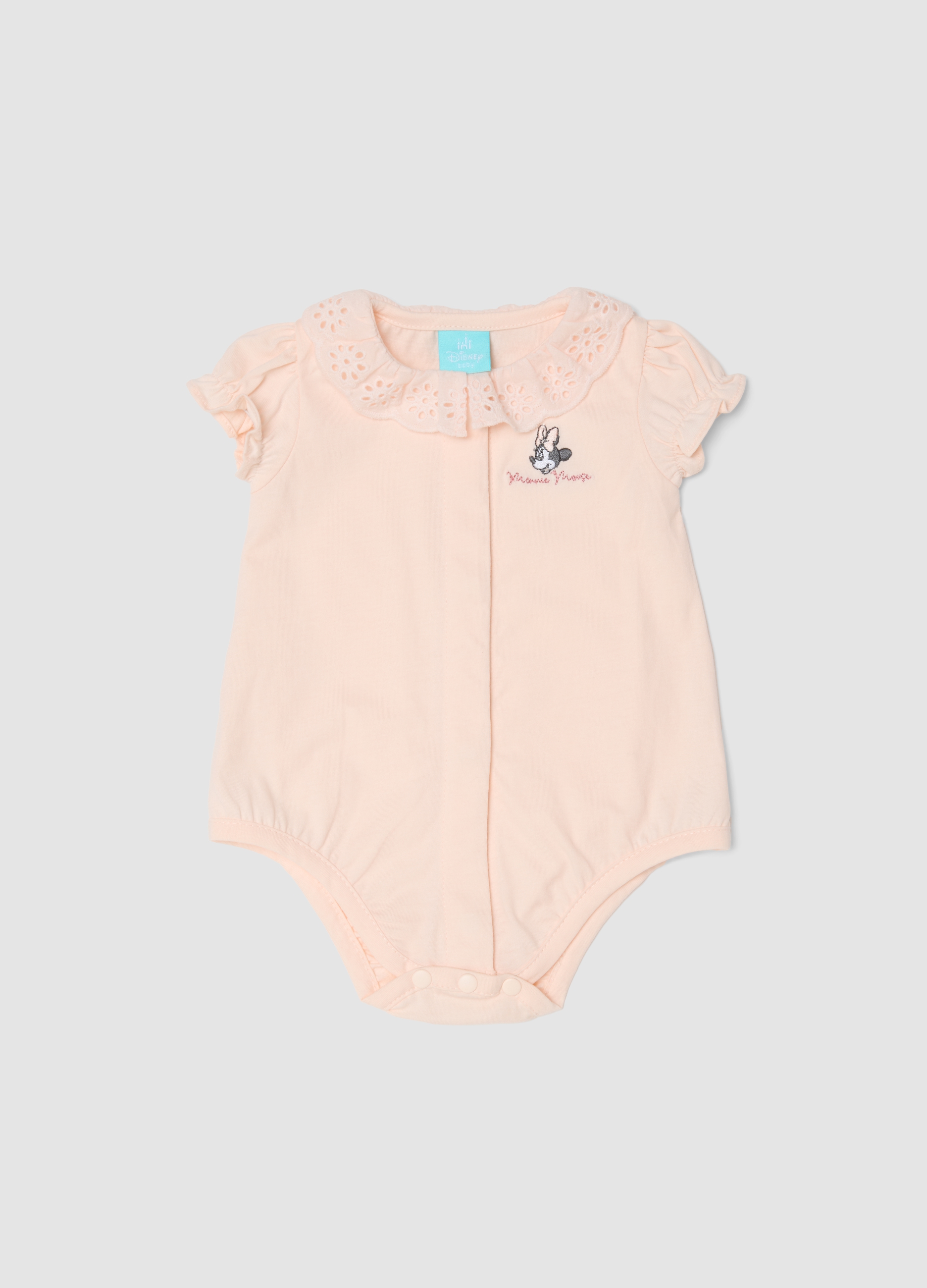 FAGOTTINO, Body Rosa De Algodón Puro Para Bebé Niña Con Cuello Y Bordado De Minnie, Bebé Niña, Rosa Claro, Talla: 6-9