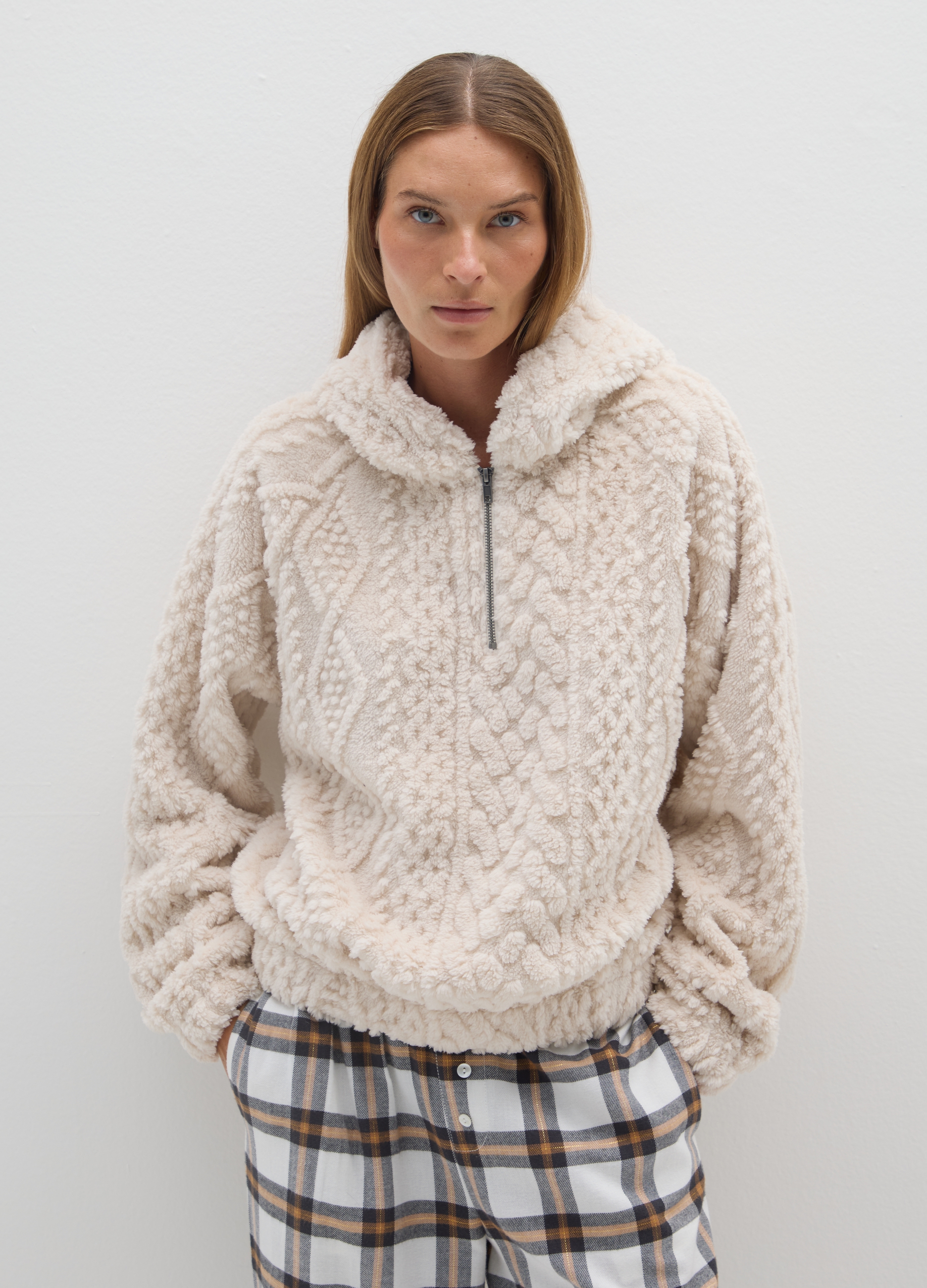 Parte Superior De Pijama Beige Ajuste Regular, Mujer, Beige Claro, Talla: L