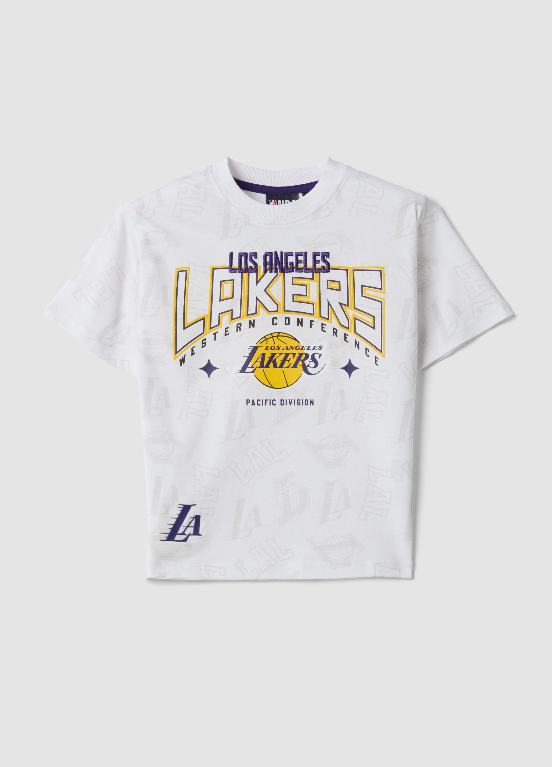 NBA, Camiseta Blanca De Manga Corta En Algodón Puro, Niño, Blanco, Talla: 5-6