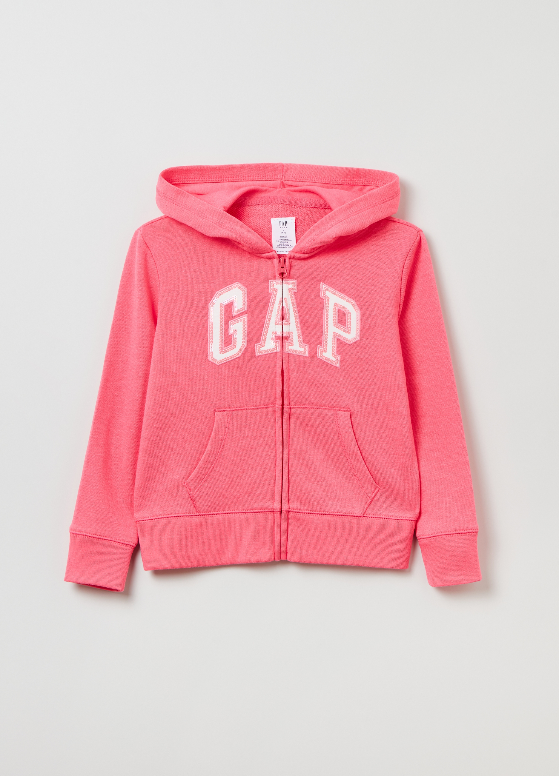 GAP KIDS, Full-zip Con Cappuccio E Patch Logo, Bambina, Rosa, Taglia: L/137-145