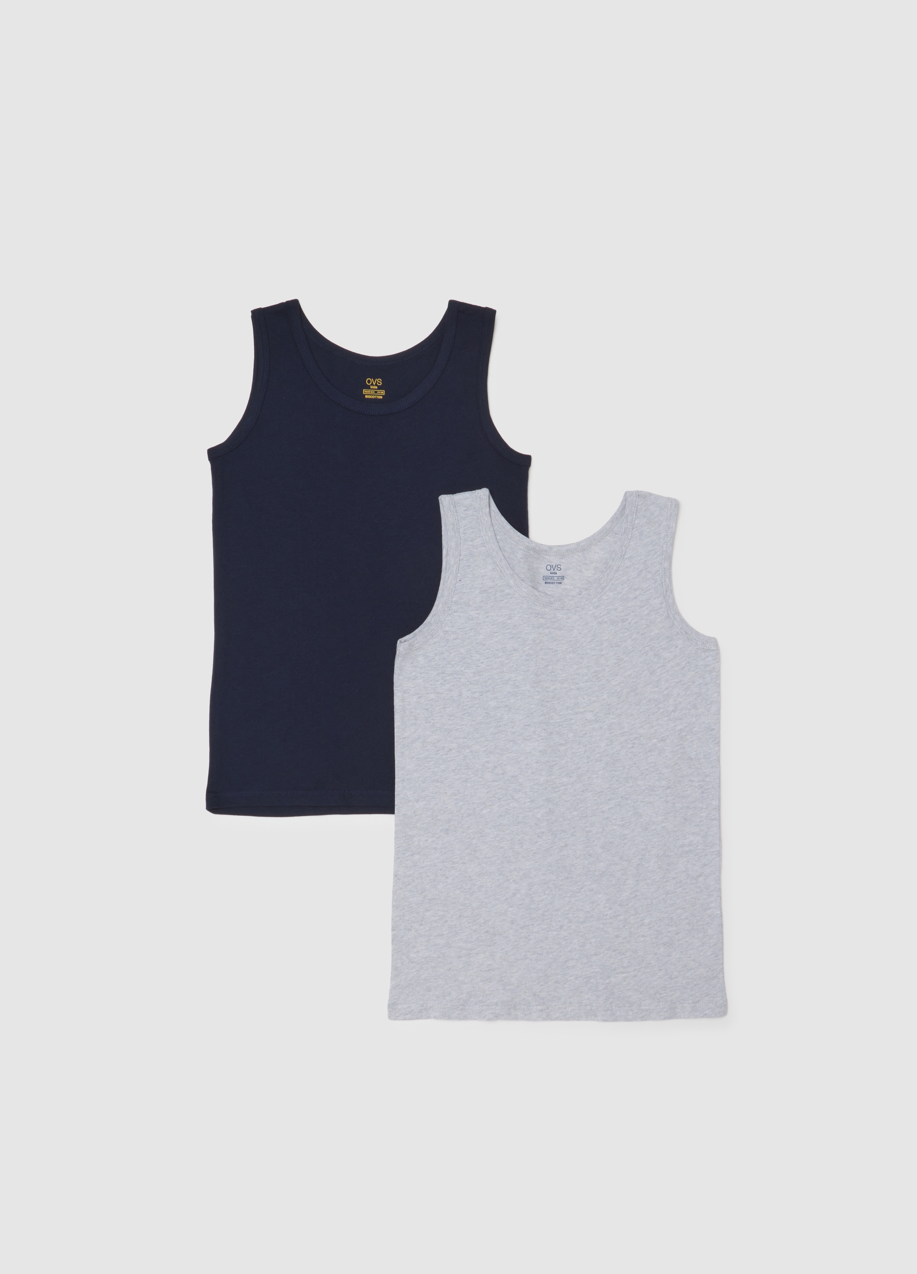 Conjunto De Camisetas De Tirantes Para Niño En Algodón Puro Multicolor De Ajuste Regular, Niño, Azul/gris, Talla: 12-13