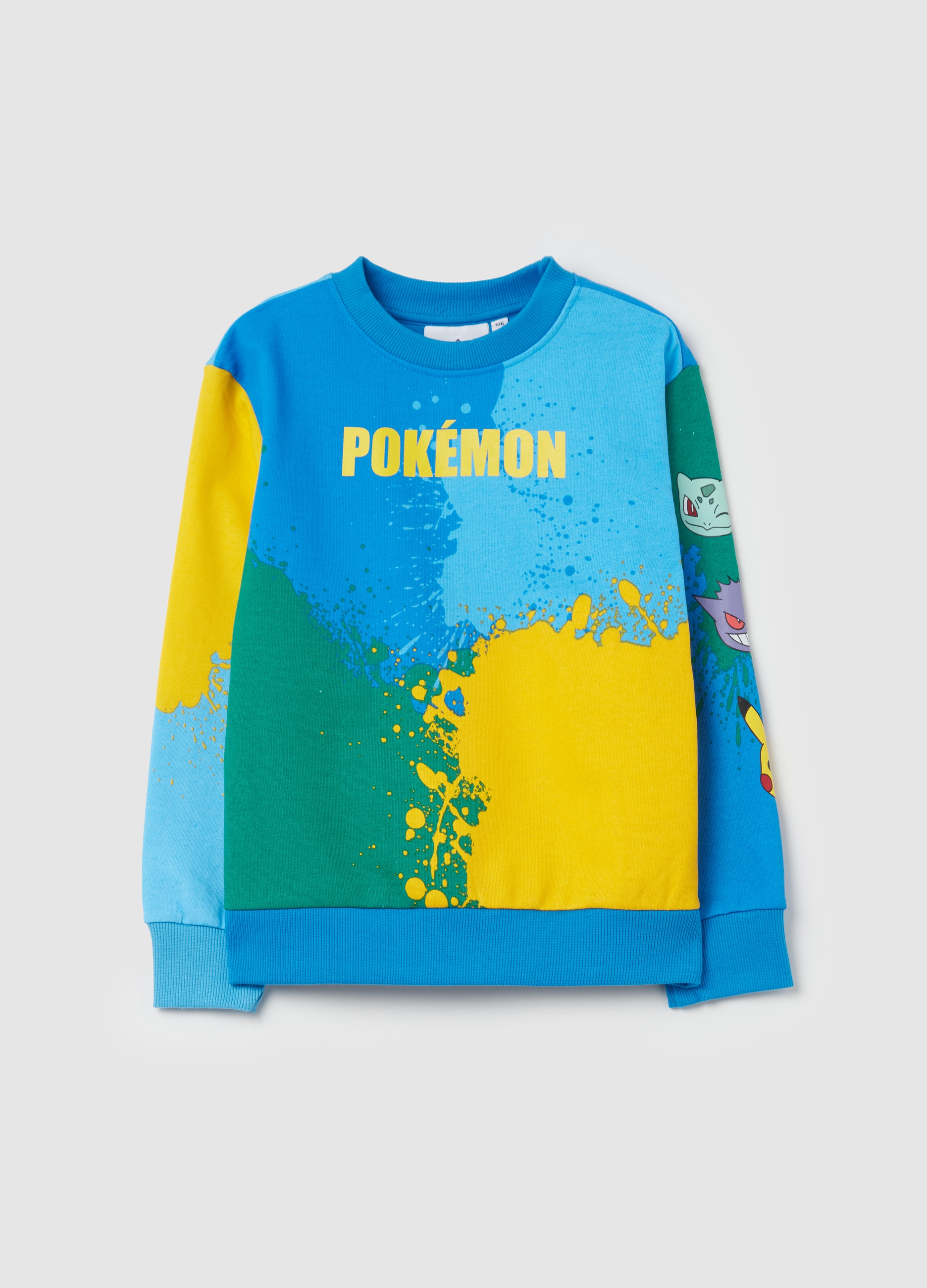 OVS KIDS, Felpa In Cotone Con Stampa Pokemon, Bambino, Multicolor, Taglia: 7-8