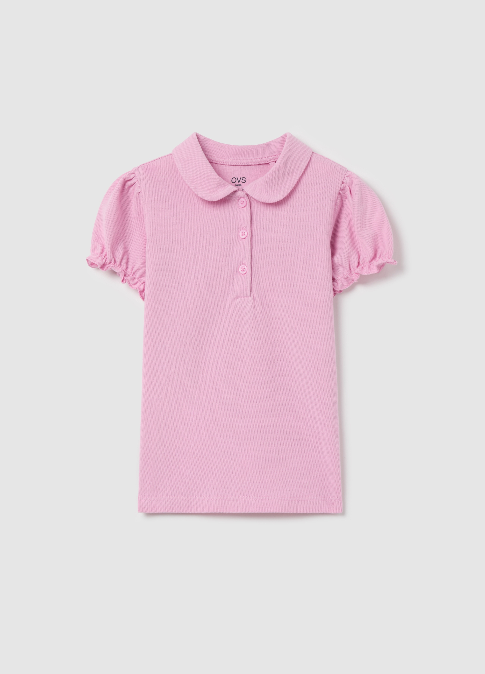 OVS, Polo In Piquet Con Maniche A Palloncino, Bambina, Viola, Taglia: 3-4