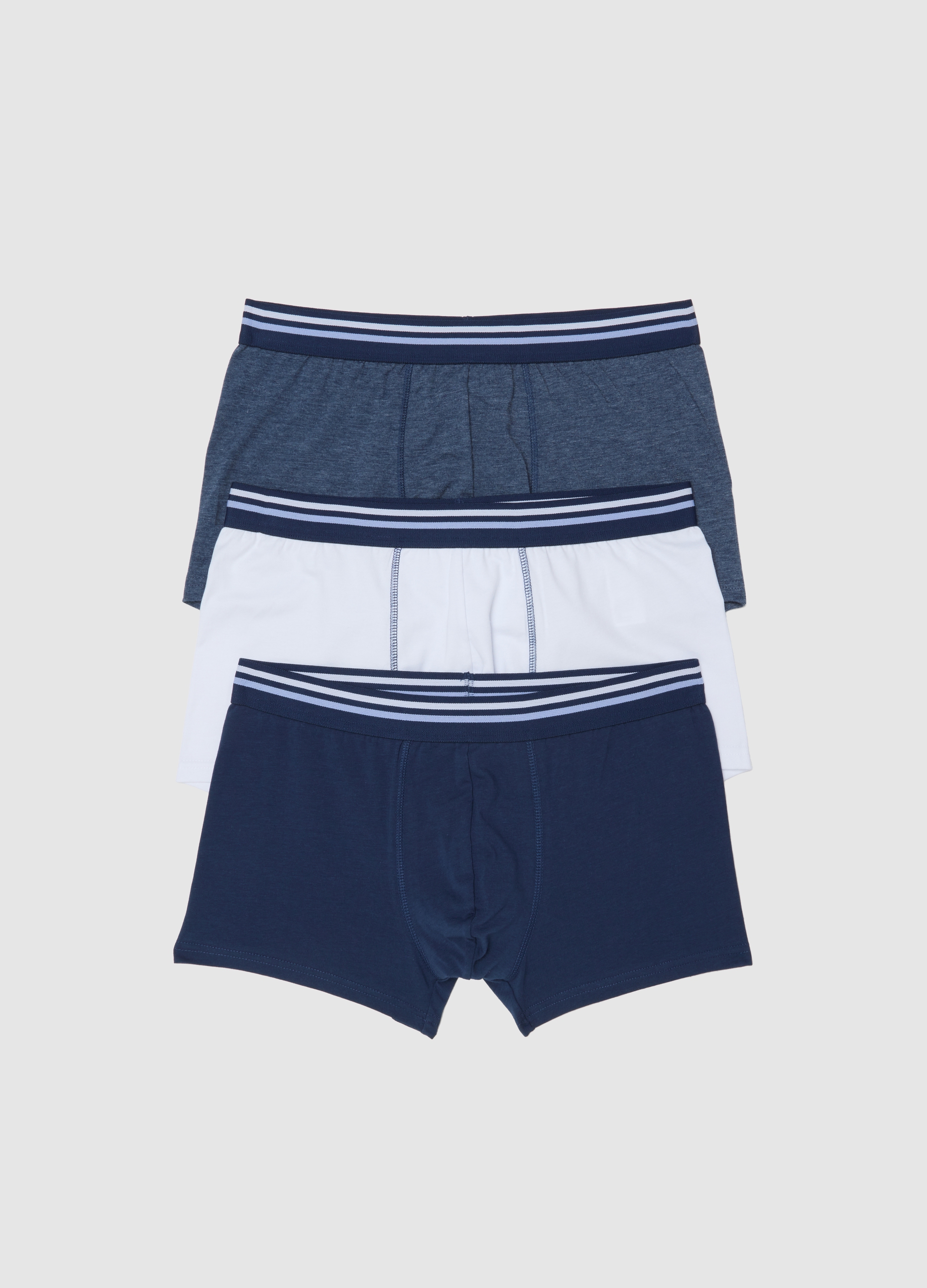Tripack De Boxers De Ajuste Regular En Algodón Elástico Multicolor, Hombre, Azul/Blanco, Talla: L
