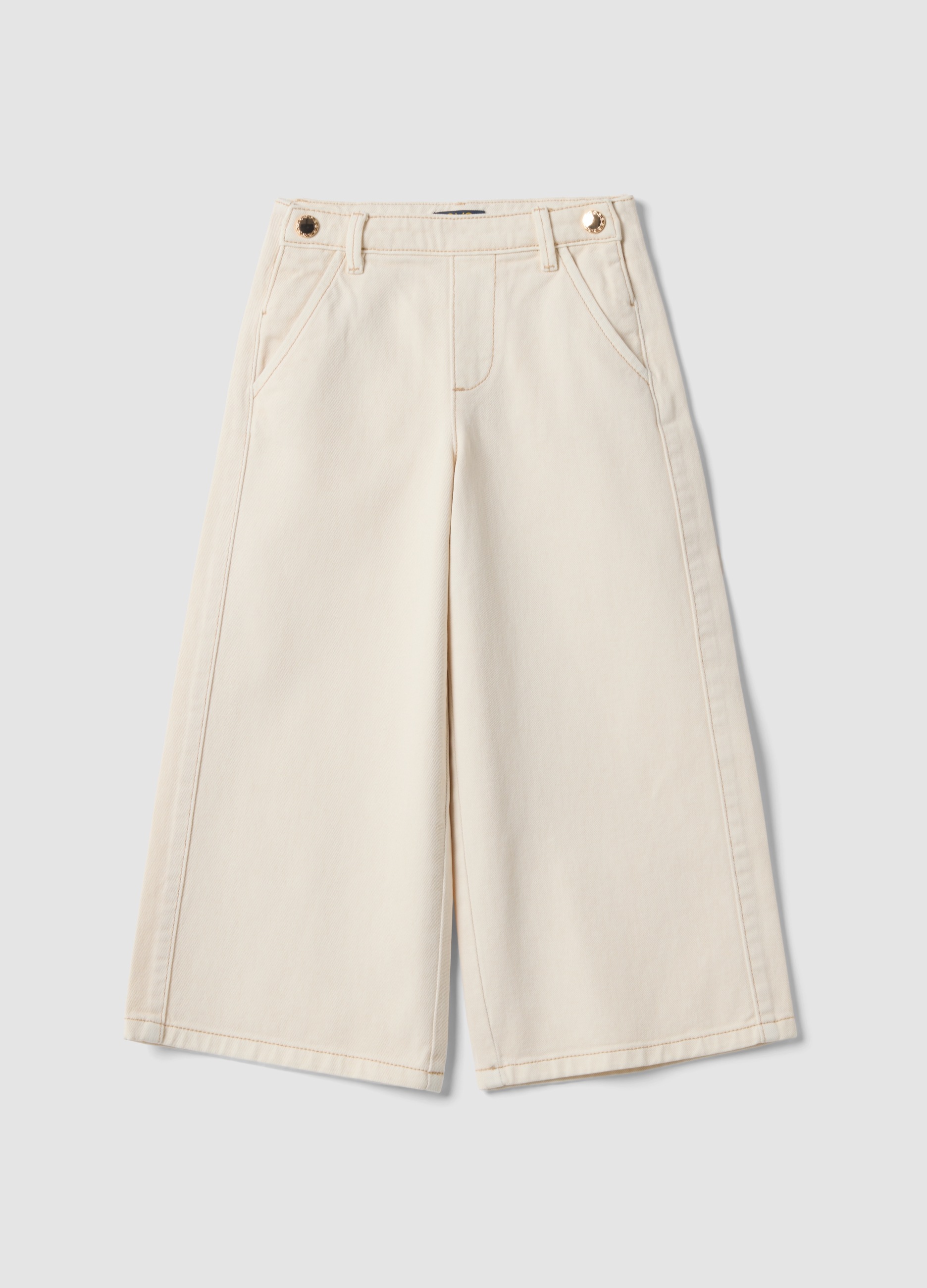 OVS KIDS, Pantaloni Beige Wide Leg In Puro Cotone, Bambina, Beige, Taglia: 9-10