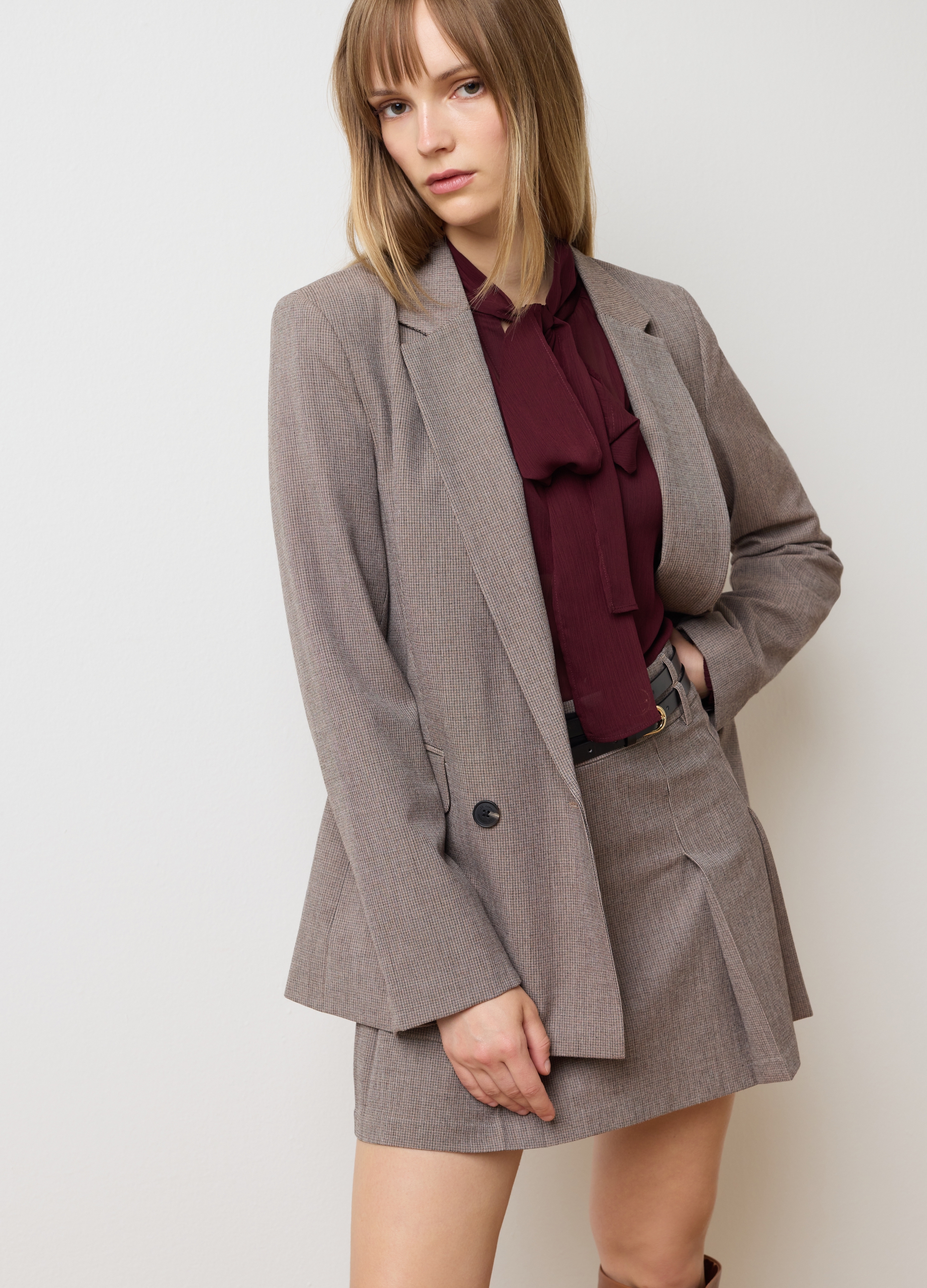 LES COPAINS, Blazer In Tessuto Elasticizzato Beige Regular Fit, Donna, Beige, Taglia: 46