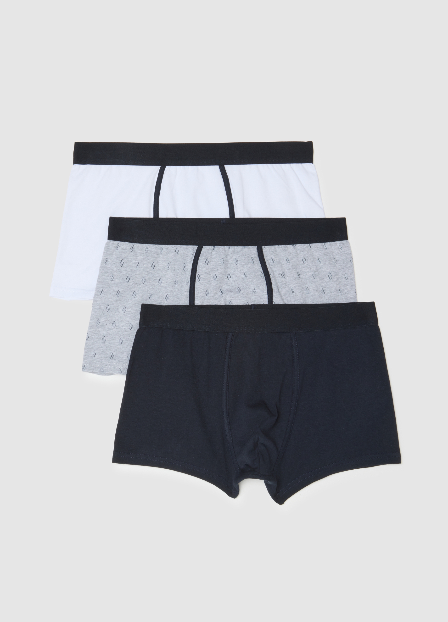 Set Tripack De Boxers Multicolor De Algodón Puro De Ajuste Regular, Hombre, Negro/Blanco/Gris, Talla: S