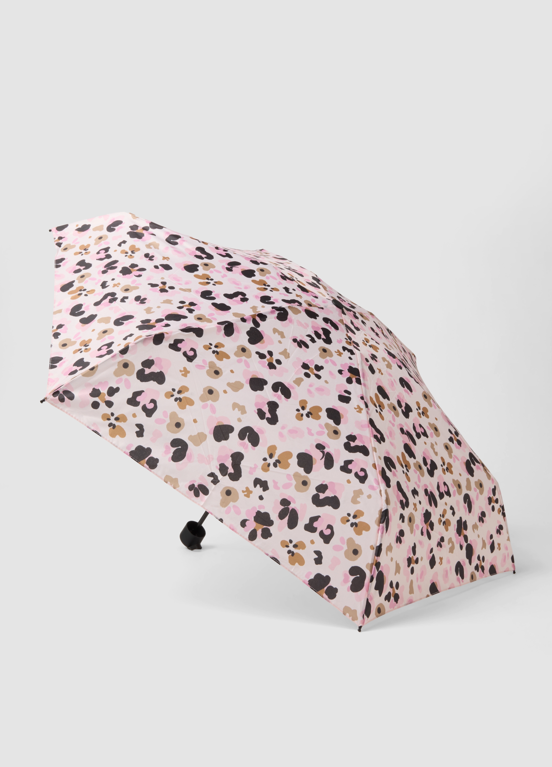 OVS, Ombrello Multicolor Pieghevole Con Fantasia Animalier, Donna, Multicolor, Taglia: ONE SIZE