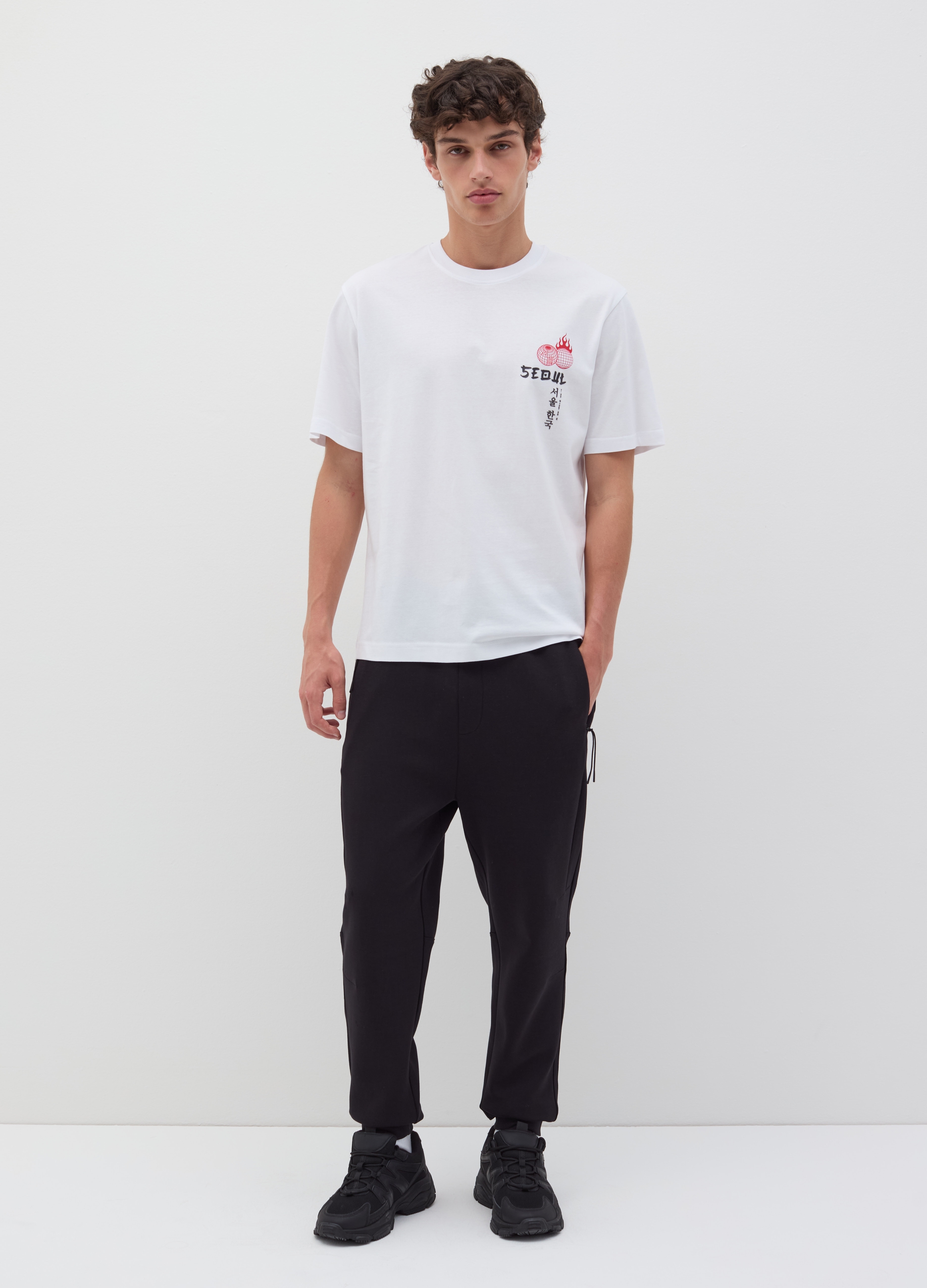 B.ANGEL, Camiseta De Algodón Con Estampado Y Cuello Redondo, Hombre, Blanco óptico, Talla: S