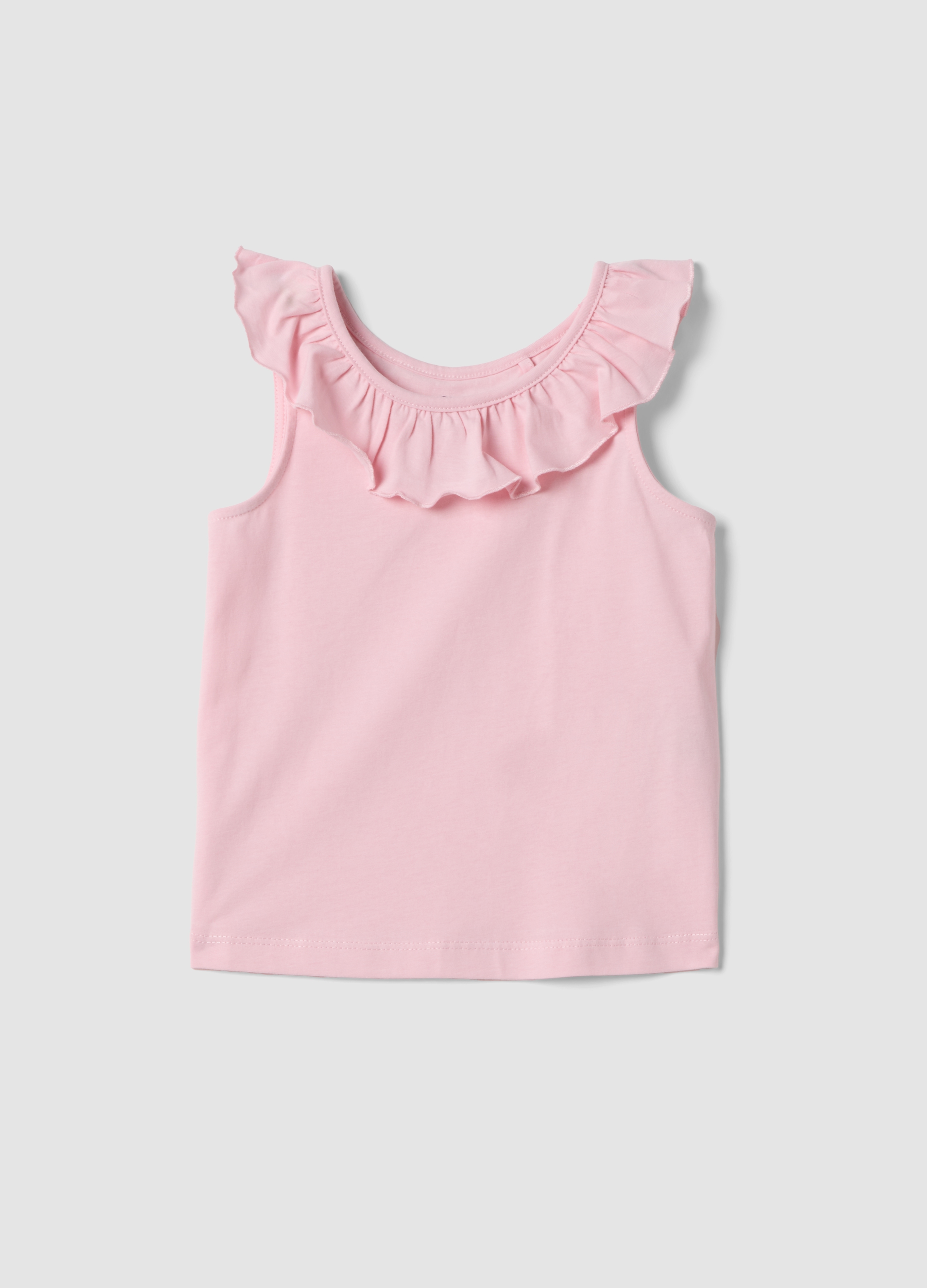 OVS KIDS, Camiseta De Tirantes Rosa De Algodón Puro Para Niña, Corte Regular, Con Volantes, Niña, Rosa, Talla: 4-5