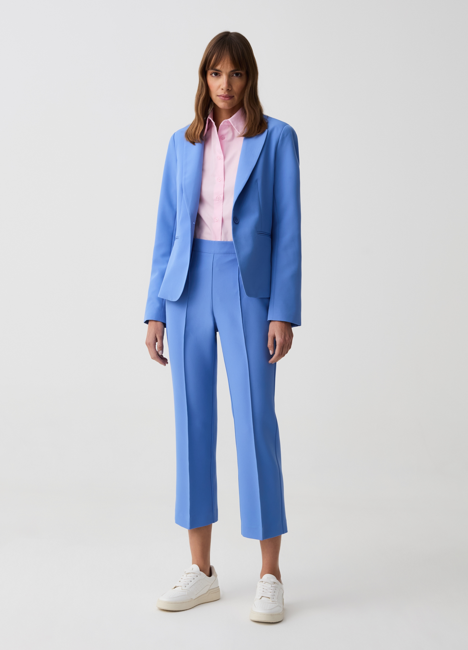 OVS , Blazer Monopetto Stretch, Donna, Azzurro, Taglia: S