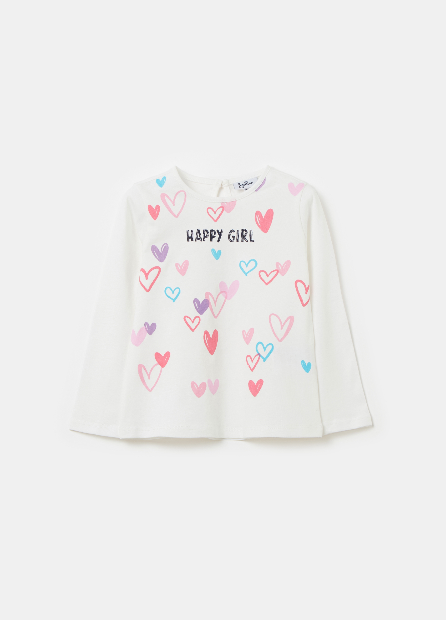 FAGOTTINO, T-shirt A Maniche Lunghe Con Stampa, Bambina, Bianco, Taglia: 12-18