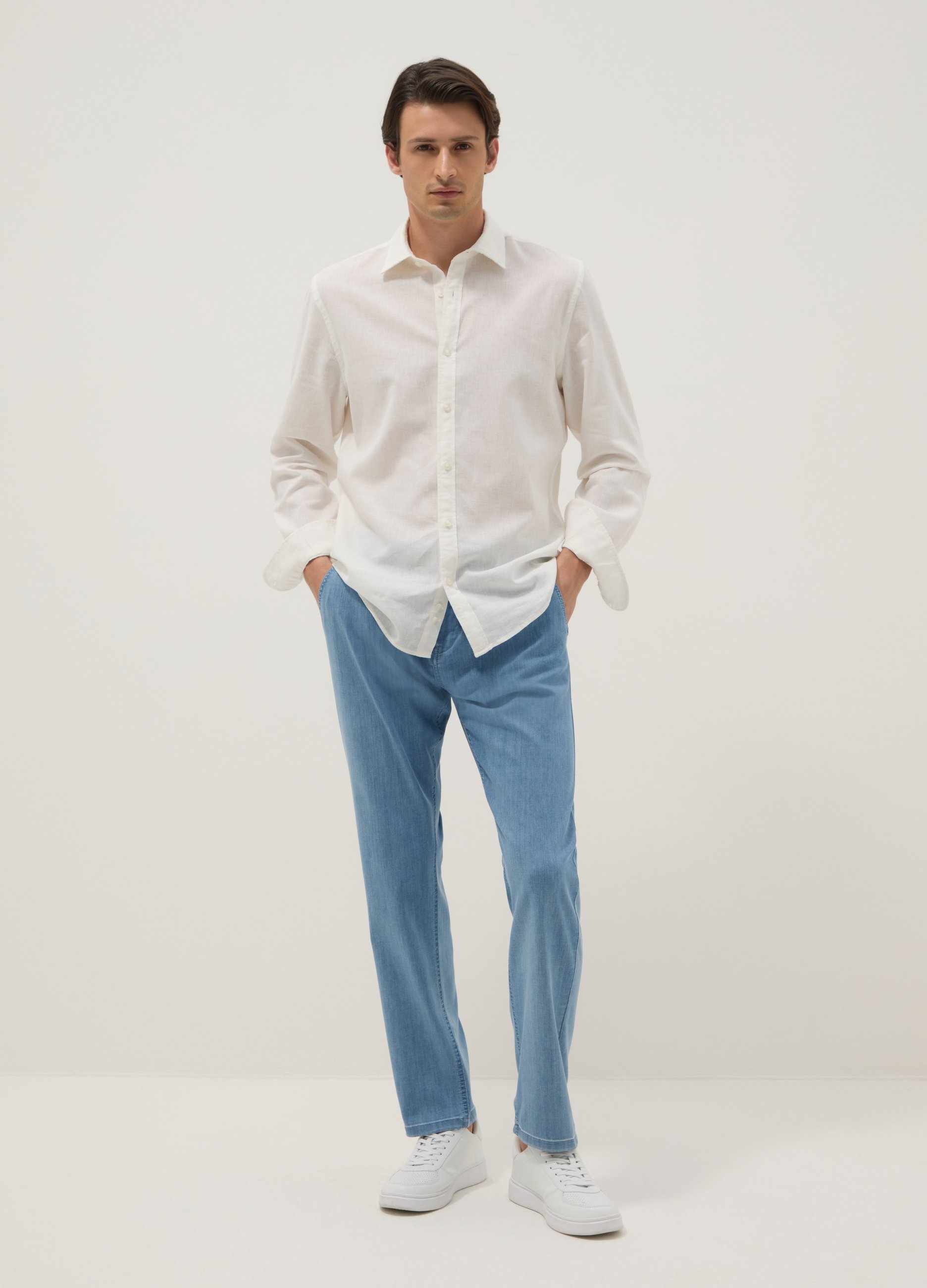 OVS, Jeans Azzurri In Denim Elasticizzato Regular Fit, Uomo, Azzurro, Taglia: 44