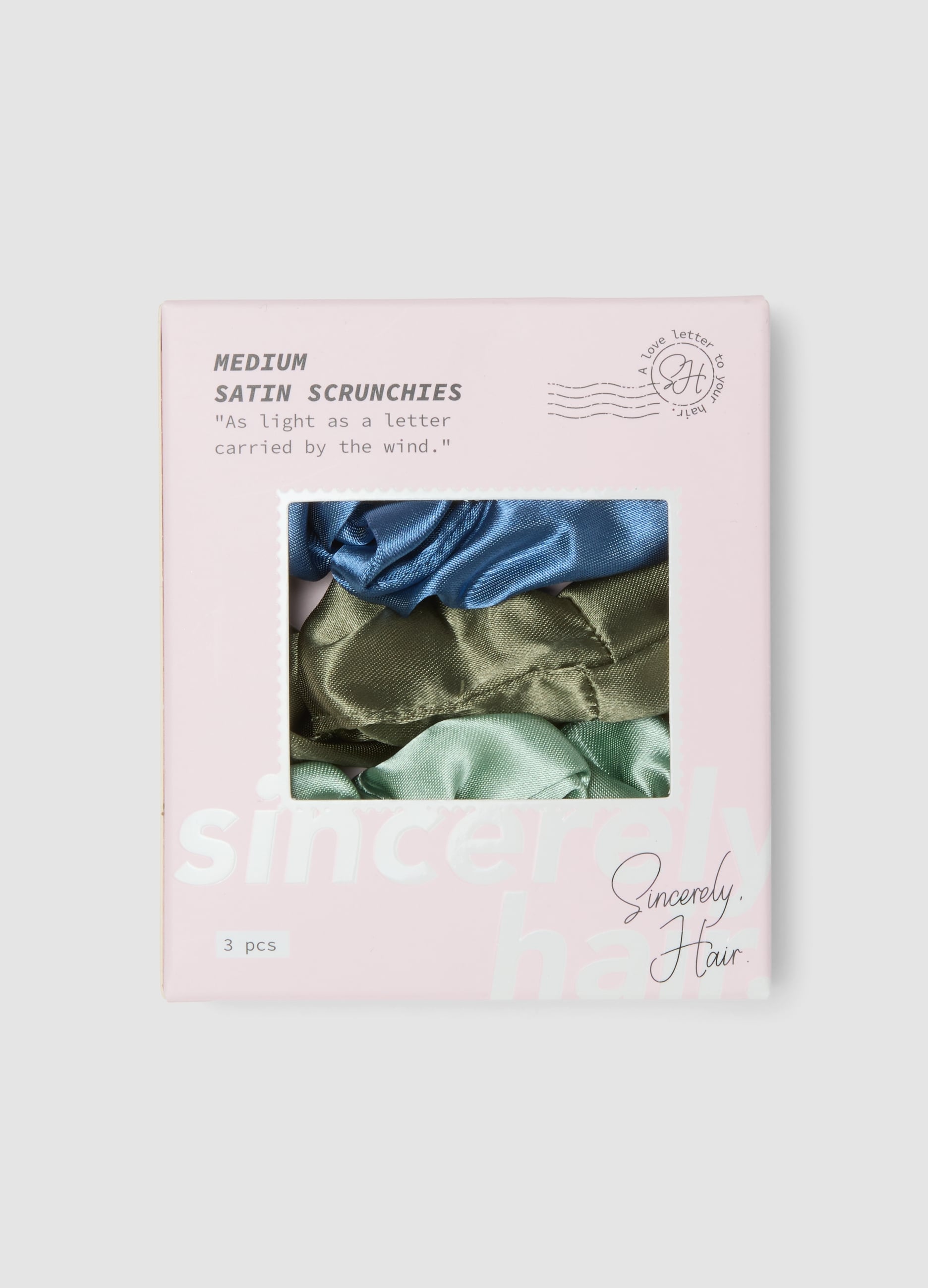 SINCERELY HAIR, Sincerely Hair Medium Satin Scrunchies 3 Pezzi Blue & Green, Unisex, Multicolor, Taglia: FASUL