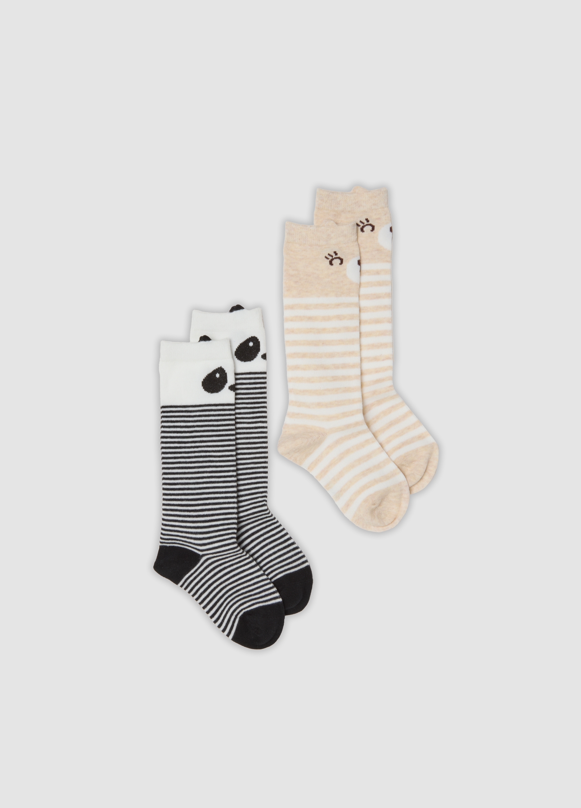 OVS KIDS, Bipack Calze Lunghe Beige In Cotone Organico Elasticizzato, Bambina, Bianco, Taglia: 25/27