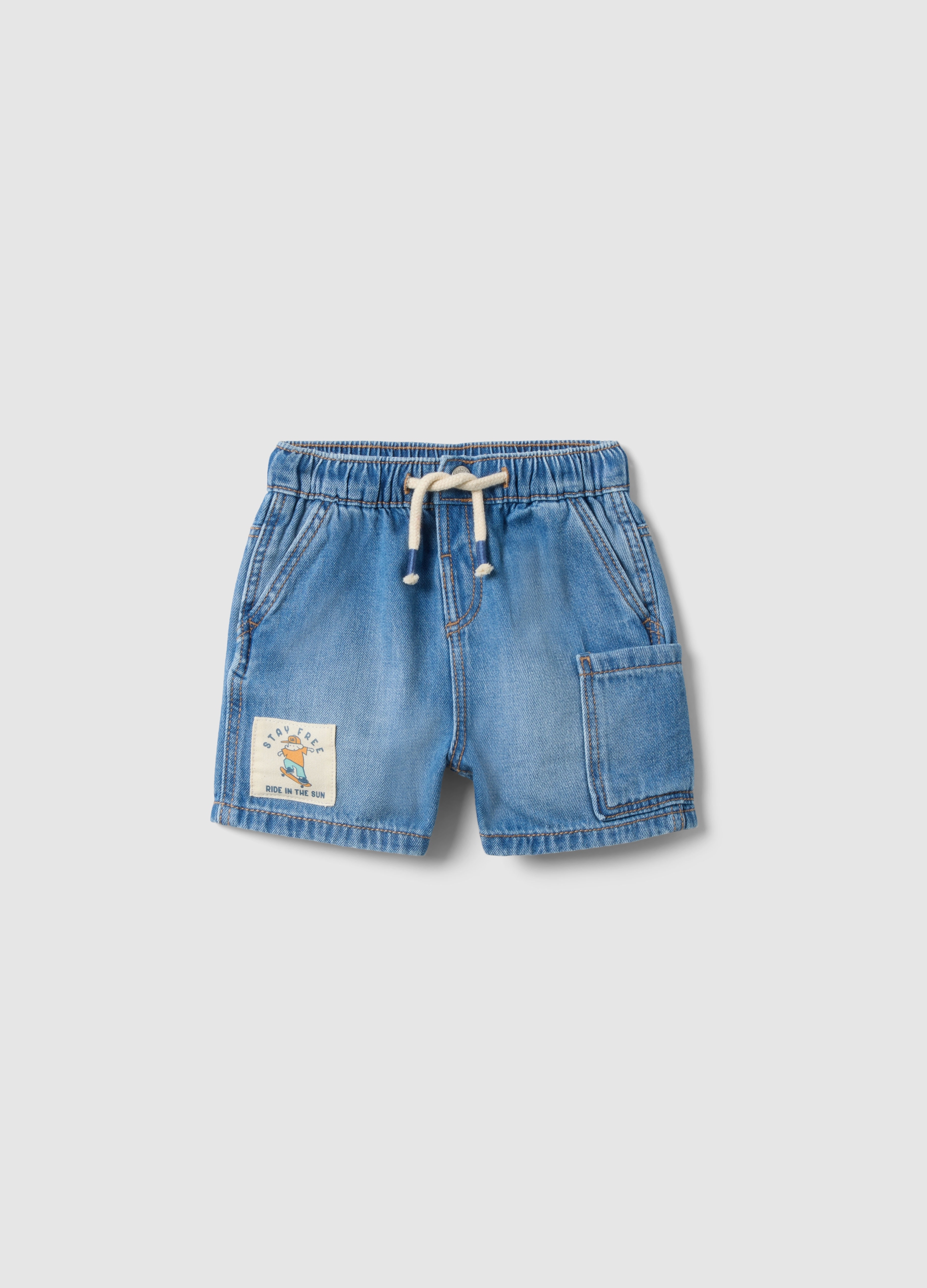 FAGOTTINO, Pantalones Cortos De Niño En Denim Azul De Algodón Puro, Ajuste Regular, Niño, Azul vaquero, Talla: 30-36