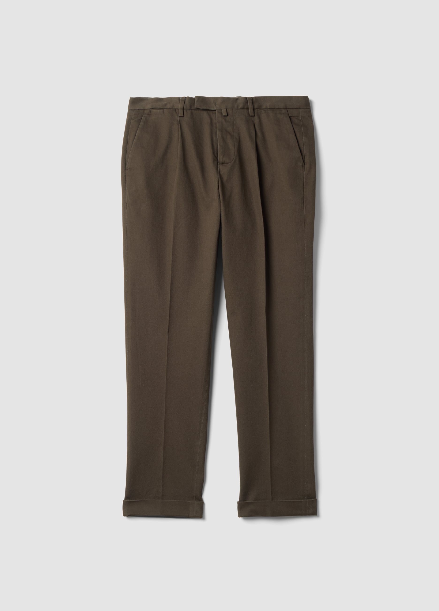 Piombo Contemporary, Pantaloni Chino Marroni In Cotone Elasticizzato Regular Fit, Uomo, Marrone, Taglia: 54