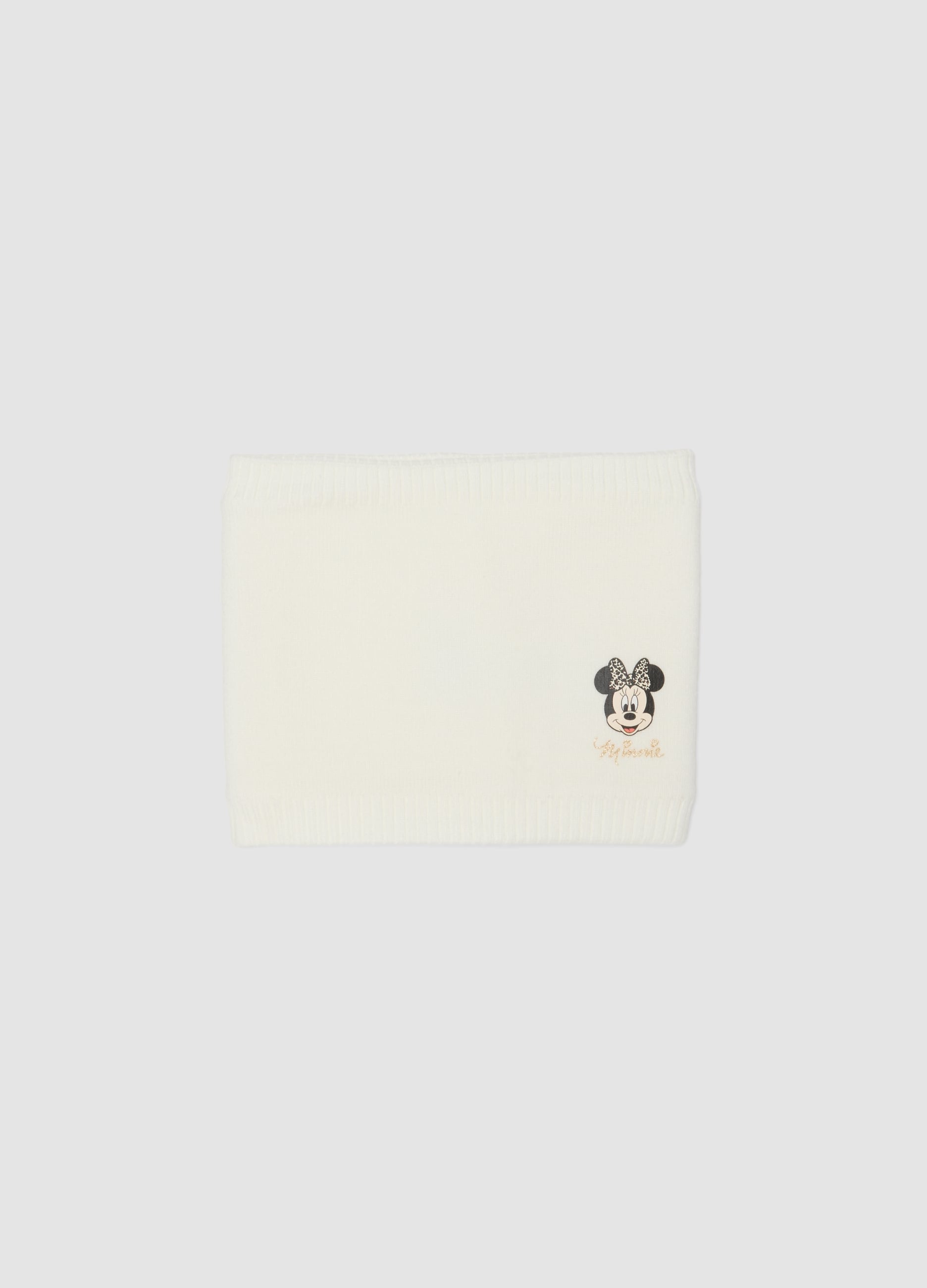 DISNEY, Sciarpa Bianca In Misto Viscosa Con Stampa Minnie, Bambina, Bianco, Taglia: ONE SIZE