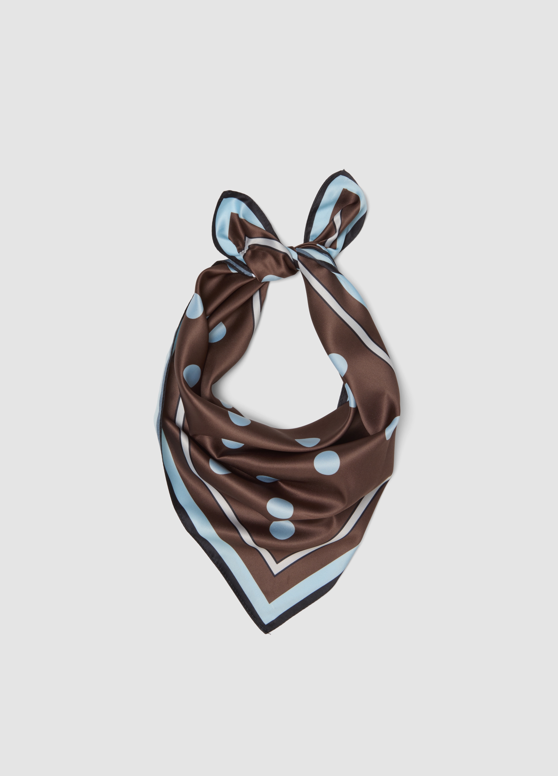 OVS, Foulard Marrone A Pois Con Bordo A Contrasto, Donna, Marrone, Taglia: ONE SIZE
