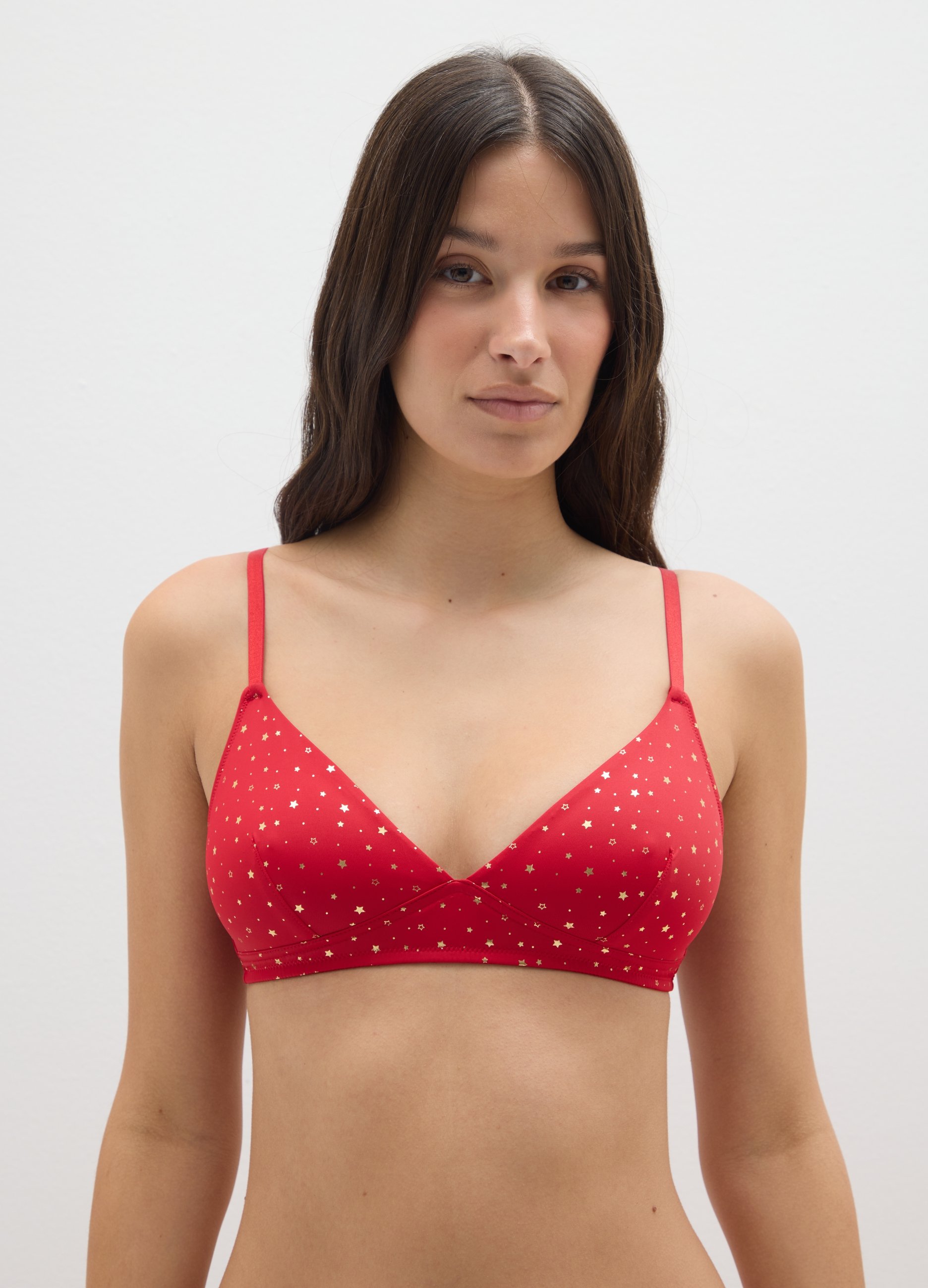OVS, Reggiseno Triangolo Rosso Con Stelline, Donna, Rosso, Taglia: 2B