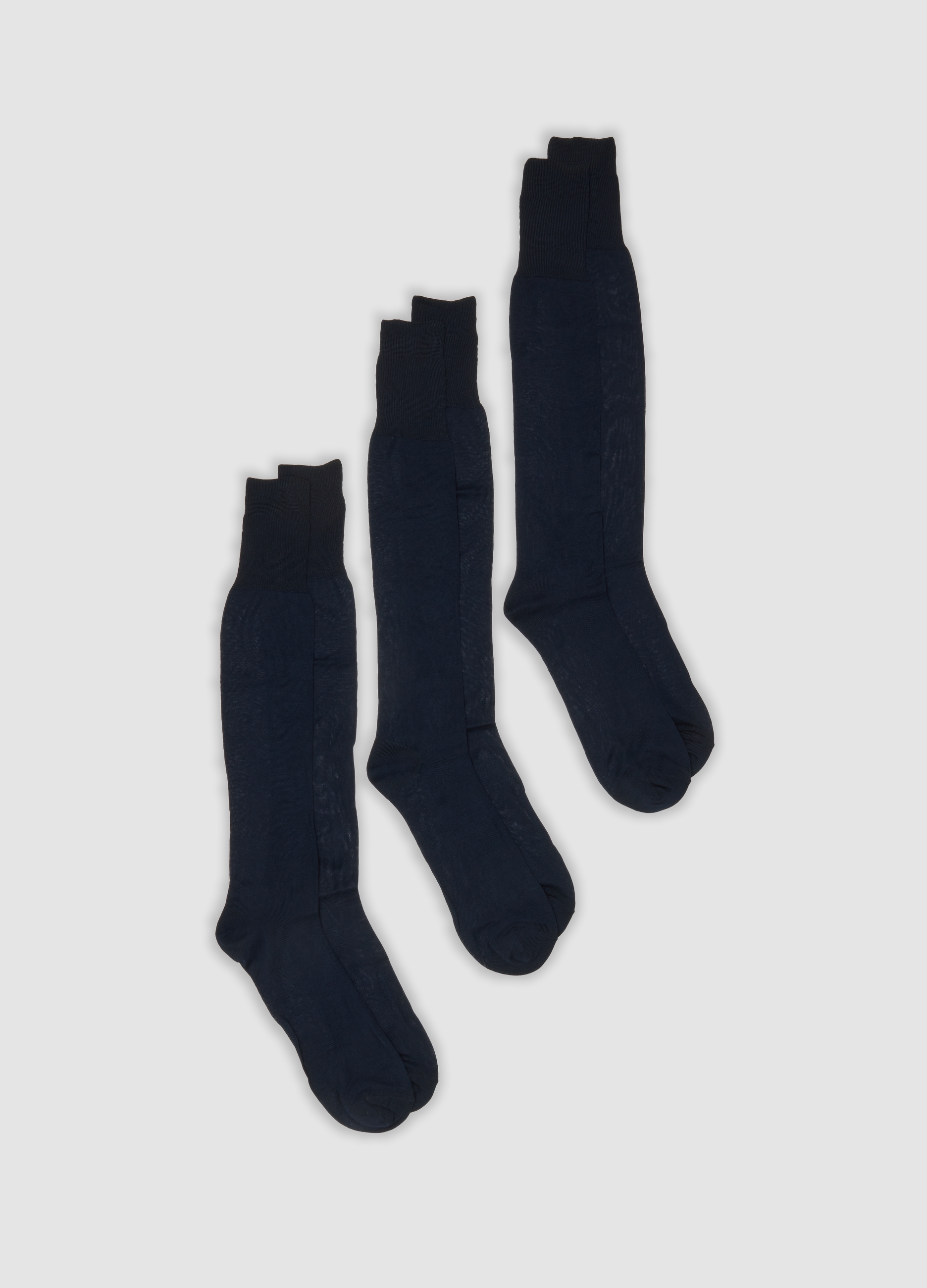 OVS, Tripack Di Calze Lunghe Blu In Filo Di Scozia Di Puro Cotone, Unisex, Blu, Taglia: 44/46