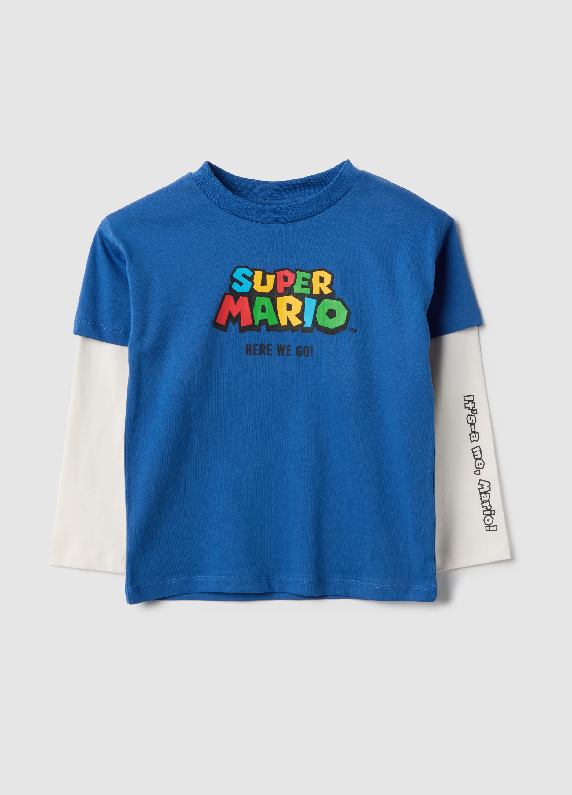 NINTENDO, Camiseta De Niño Regular Fit De Puro Algodón Multicolor, Niño, Azul/Blanco, Talla: 3-4