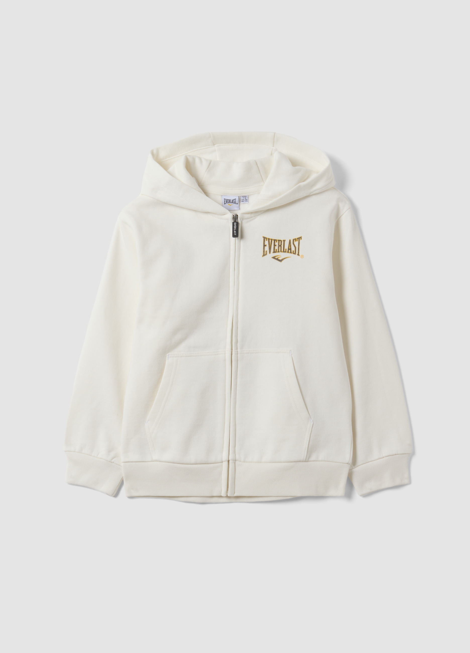 EVERLAST, Felpa Bianca In Puro Cotone Con Cappuccio E Logo Per Bambino Regular Fit, Bianco, Taglia: 8-9