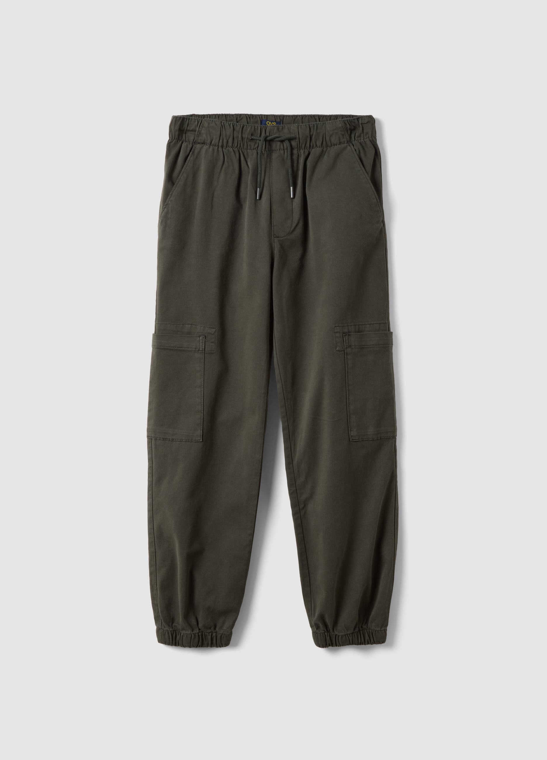 OVS KIDS, Jogger Cargo Verdi In Cotone Elasticizzato, Bambino, Verde, Taglia: 14-15