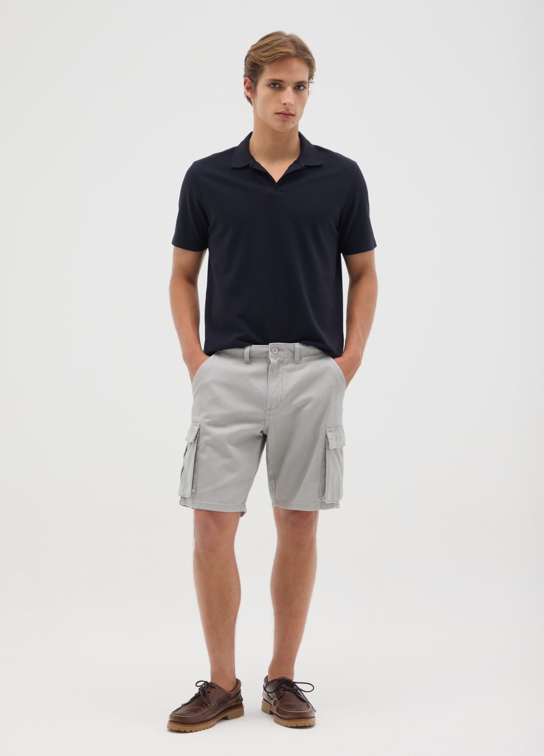 OVS, Herren-shorts Aus Grauer Reiner Baumwolle Im Regular Fit, Mann, Hellgrau, Größe: 46
