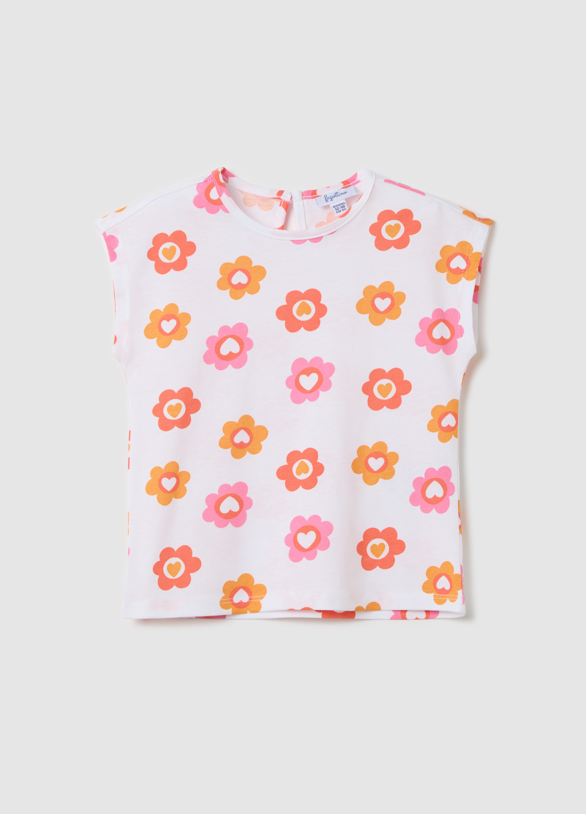 FAGOTTINO, Camiseta Blanca Sin Mangas De Algodón Con Estampado, Niña, Blanco Tiza, Talla: 18-24