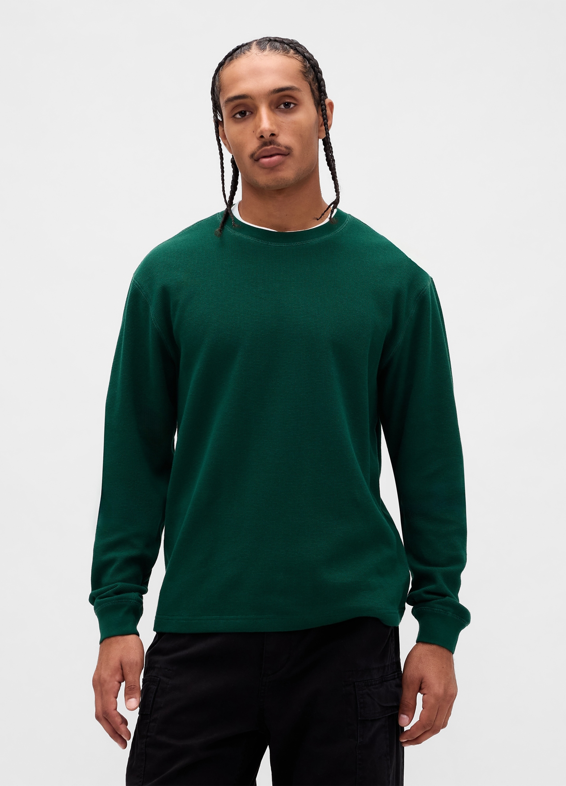 GAP, Maglia A Maniche Lunghe Elasticizzata, Uomo, Verde, Taglia: S