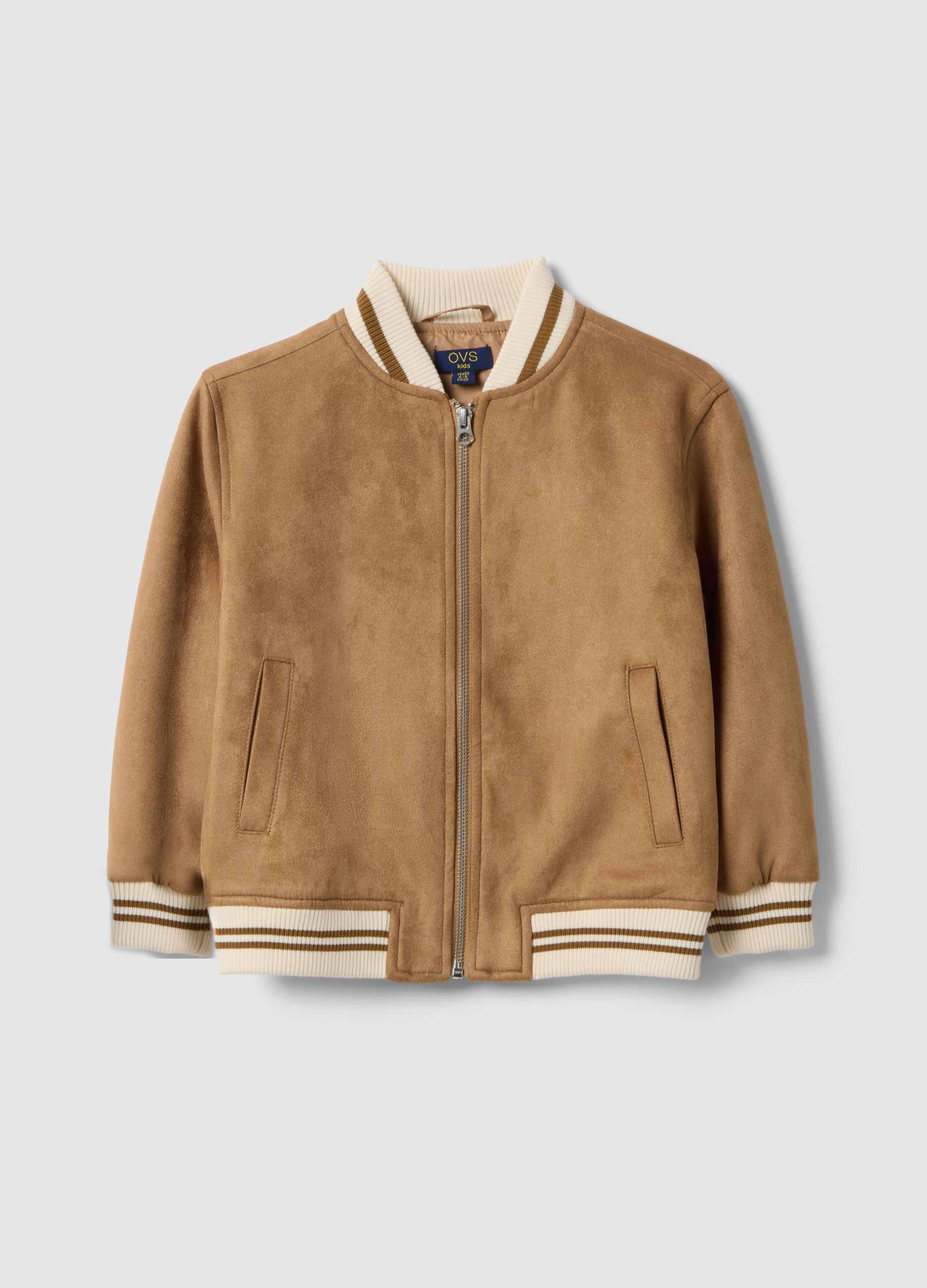 OVS KIDS, Chaqueta Marrón Para Niños De Ajuste Regular Con Puños Y Cuello Acanalados, Niño, Blanco/marrón, Talla: 5-6