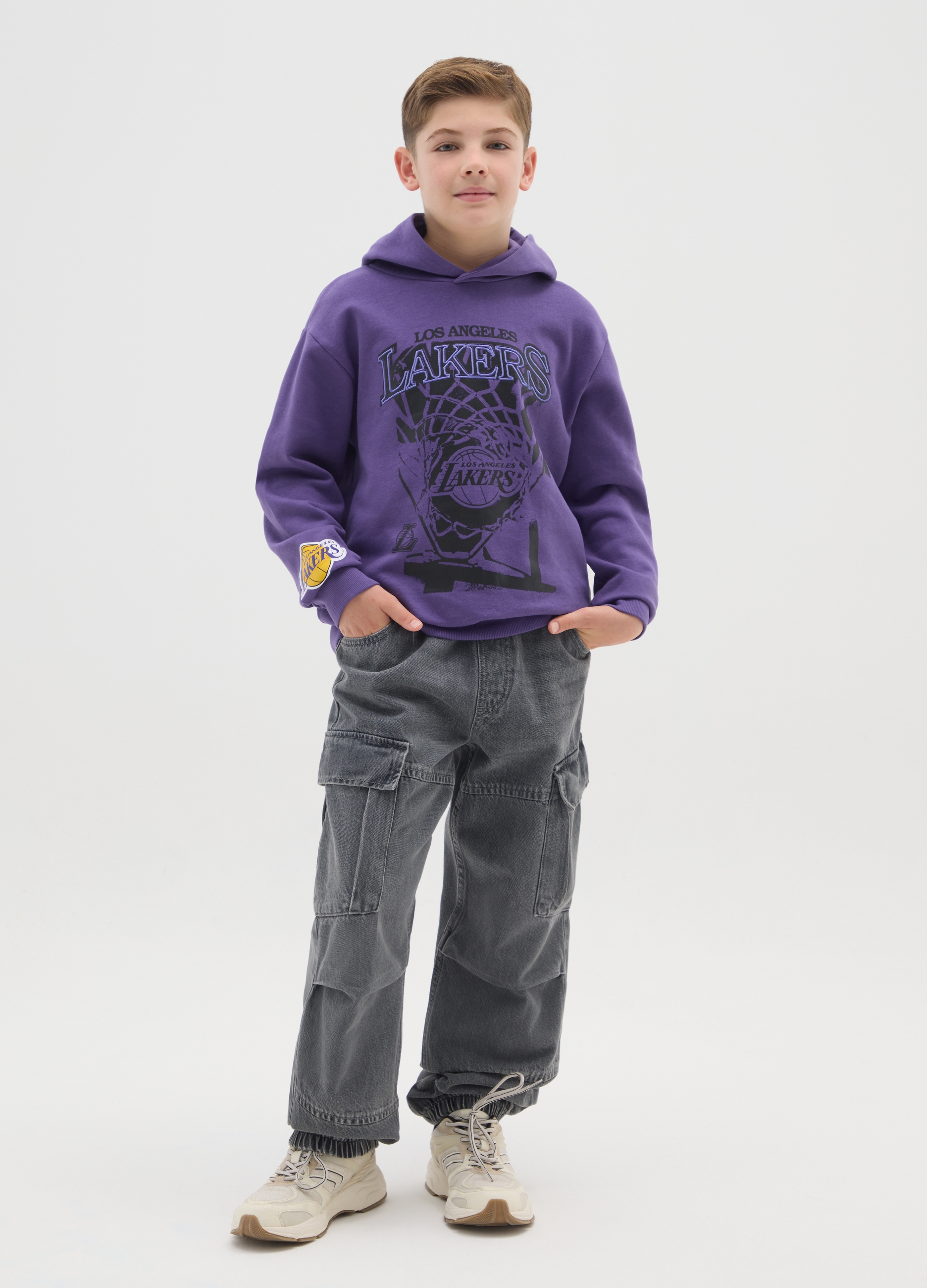 REPUBLIC OF DENIM, Jogger Cargo In Denim Grigio Da Ragazzo In Puro Cotone Relaxed Fit, Bambino, Grigio, Taglia: 10-11